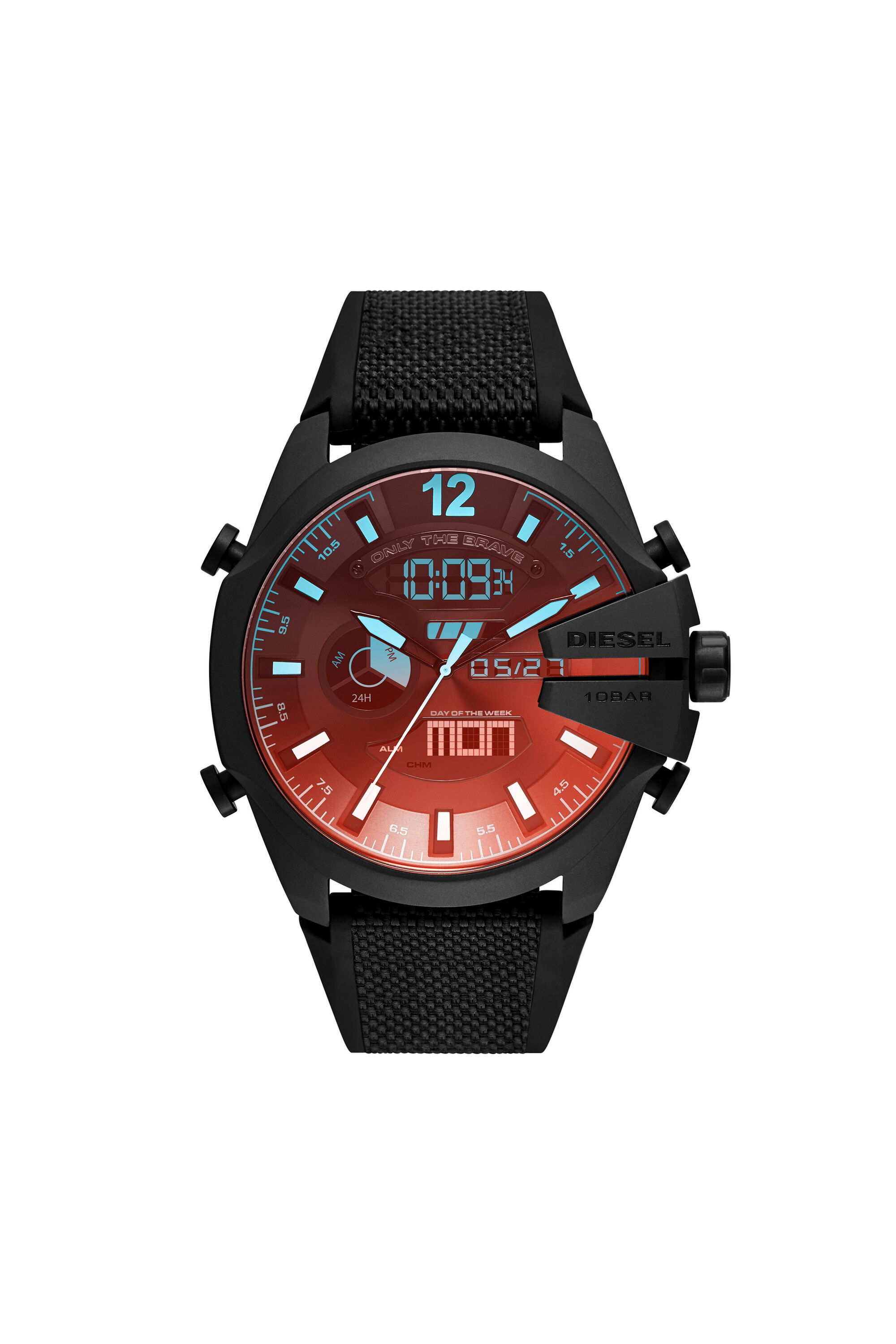 Diesel - DZ4548, Montre Mega Chief analogique-numérique en nylon et silicone noir Homme in Noir - 1