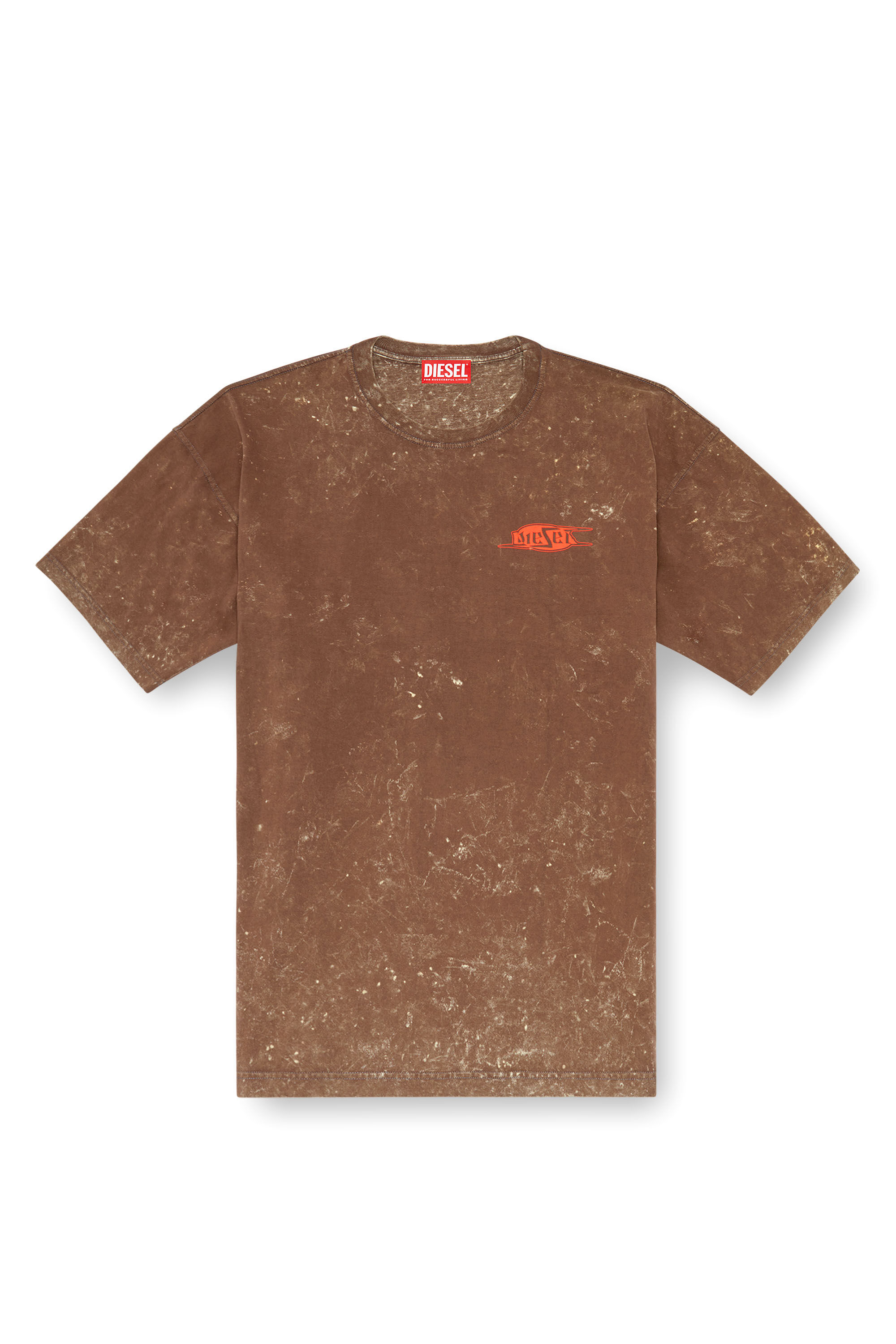 Diesel - T-BOXT-Q8, Male's Marbled T-shirt with puff print logo in Brown - 2
