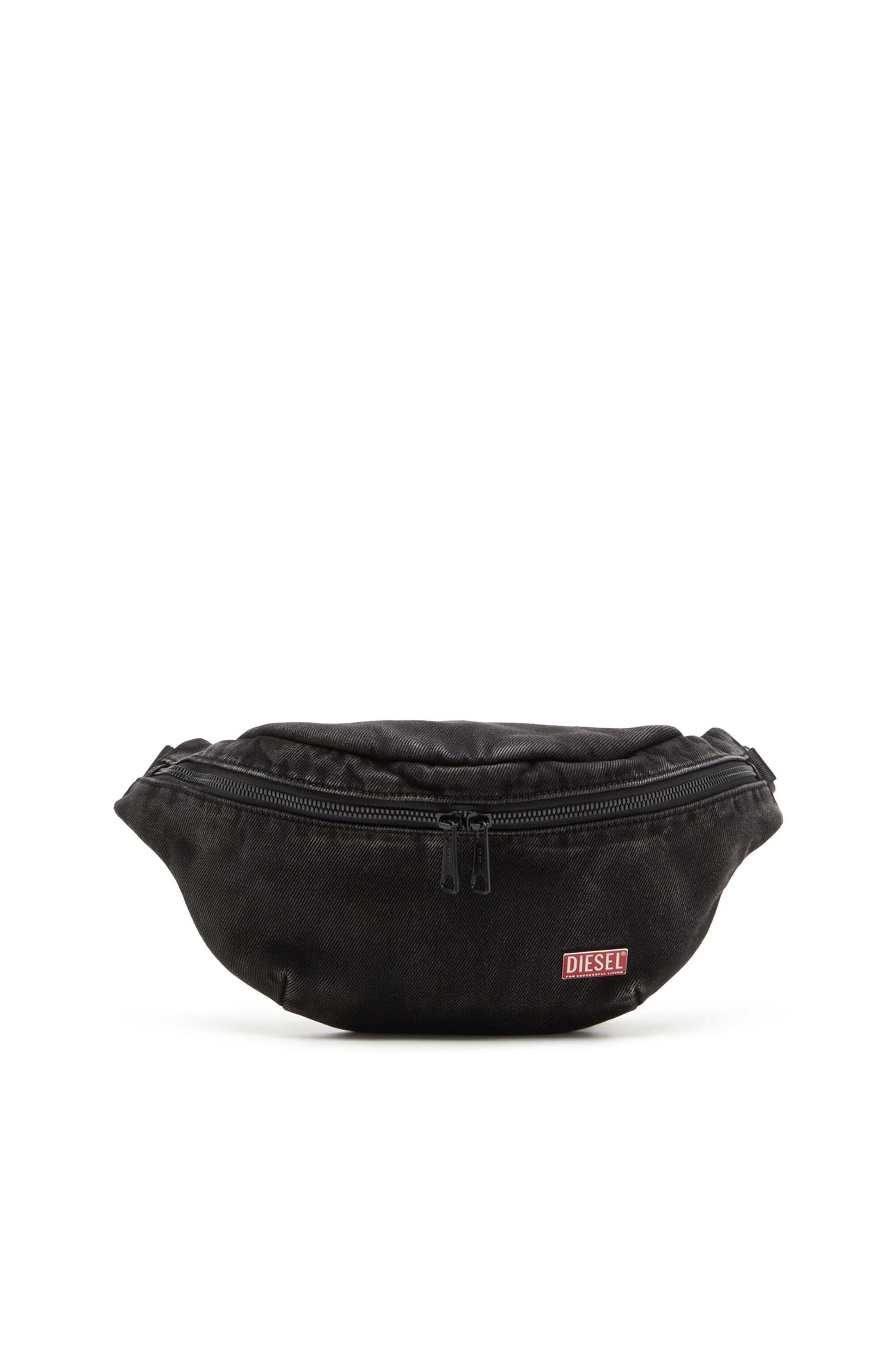 Diesel - UTLT BELTBAG, Male's Utlt Beltbag-Belt bag in cloudy-effect denim in Black - 1