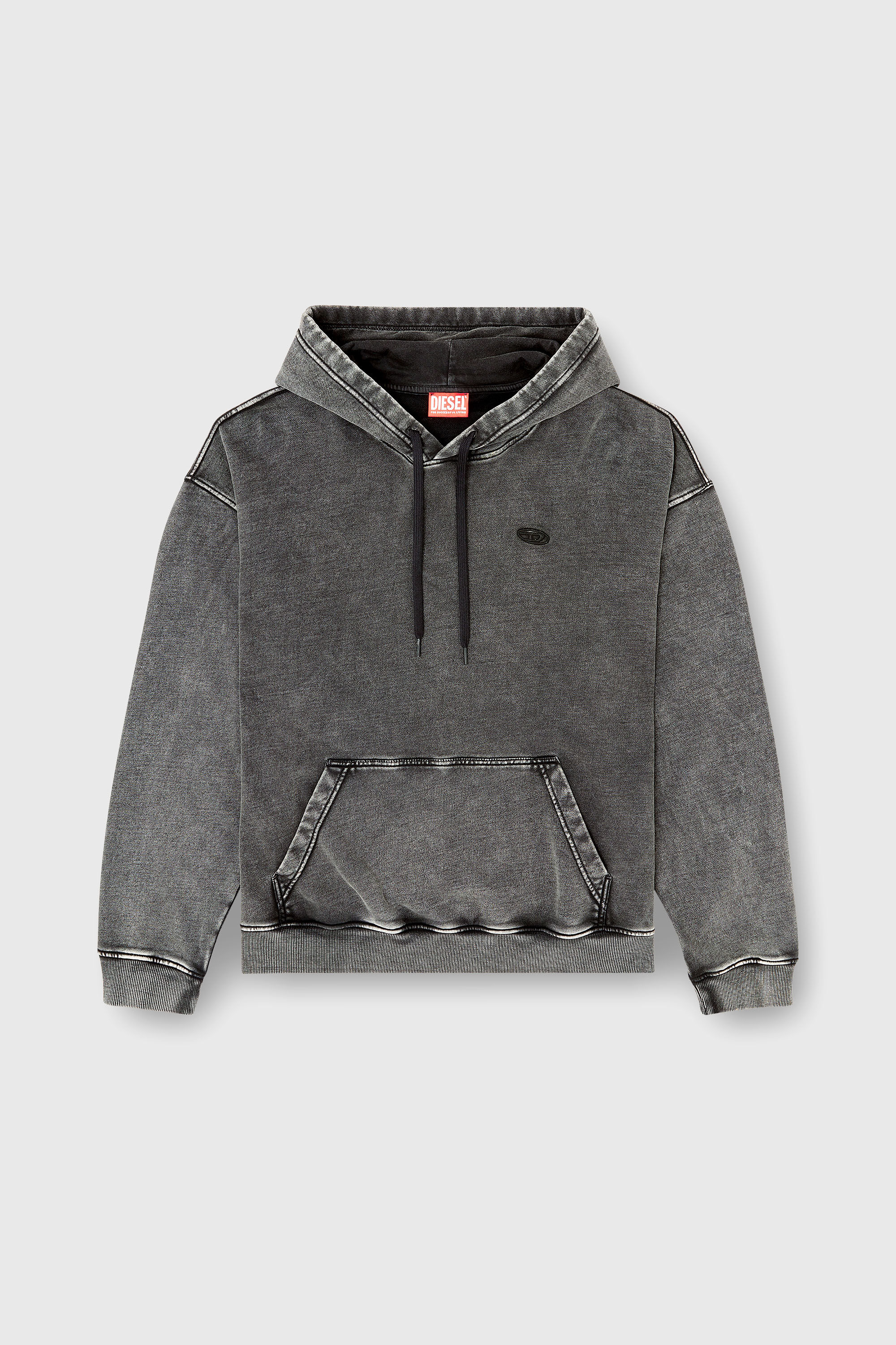 Men's Hoodie with raw-cut back patch | Grey | Diesel US