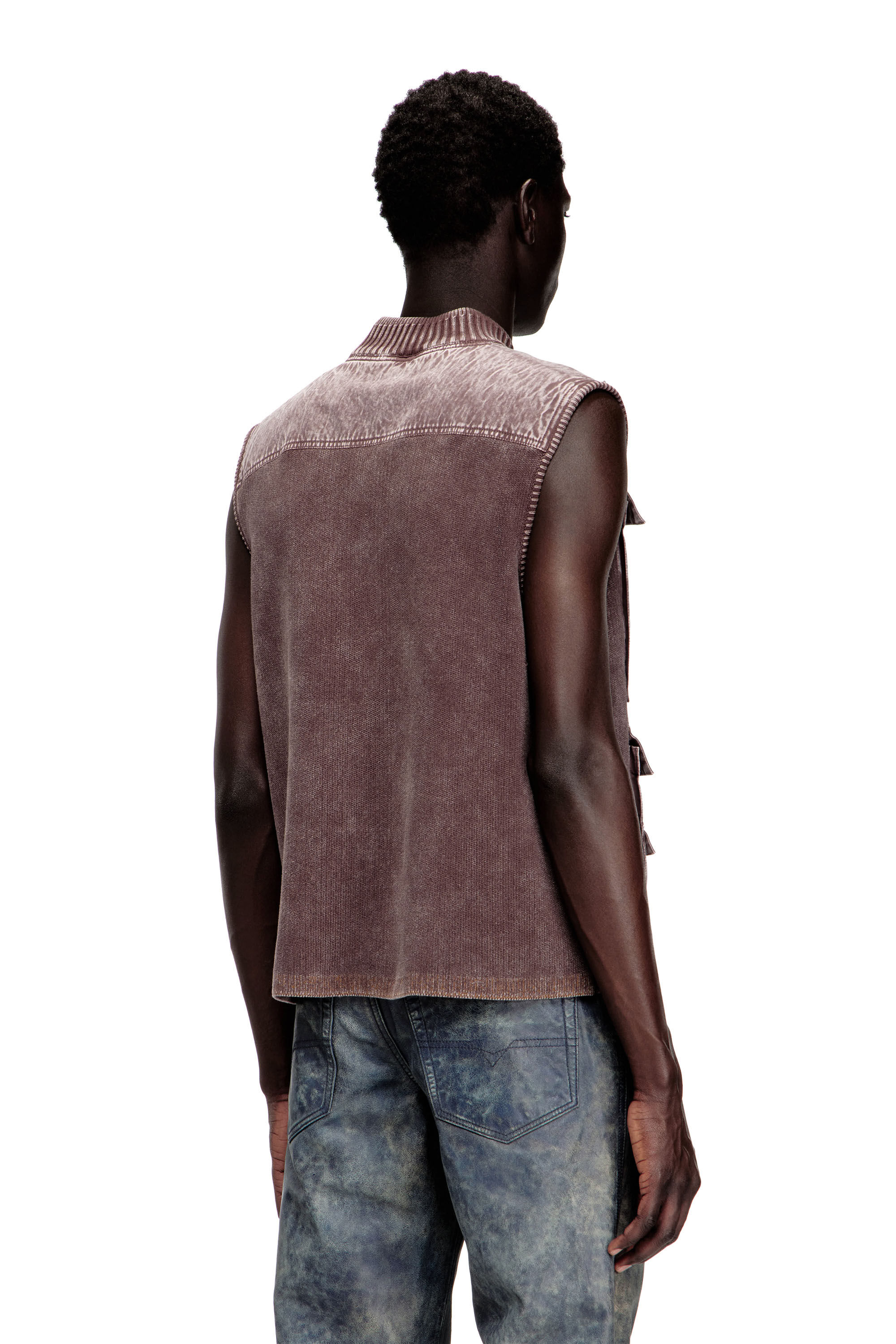 Men's Zip-up knitted vest with cargo pockets | Brown | Diesel