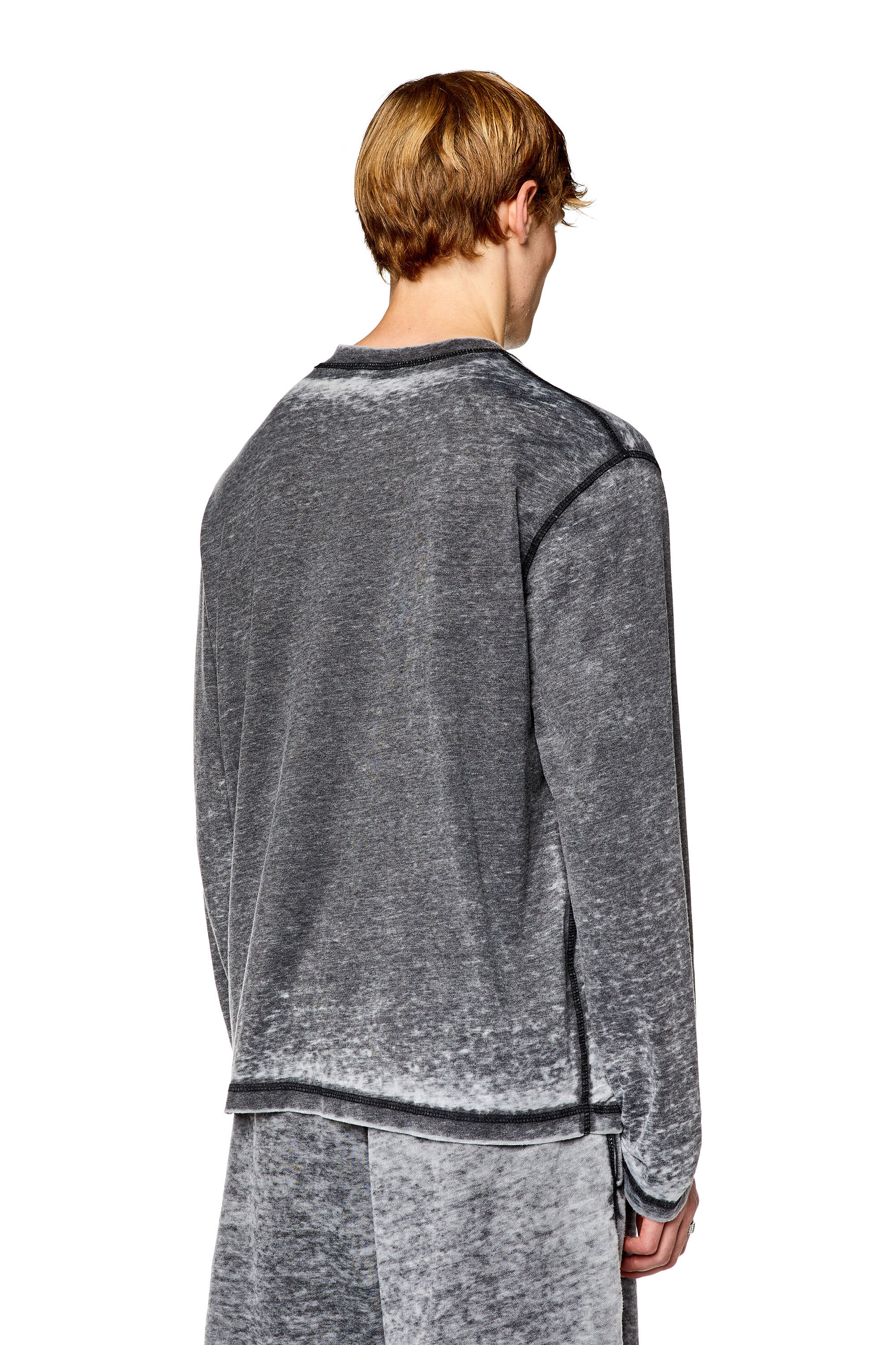 Diesel - T-CRANE-LS-L1, Man's Long-sleeve T-shirt with burn-out logo in Black - 4