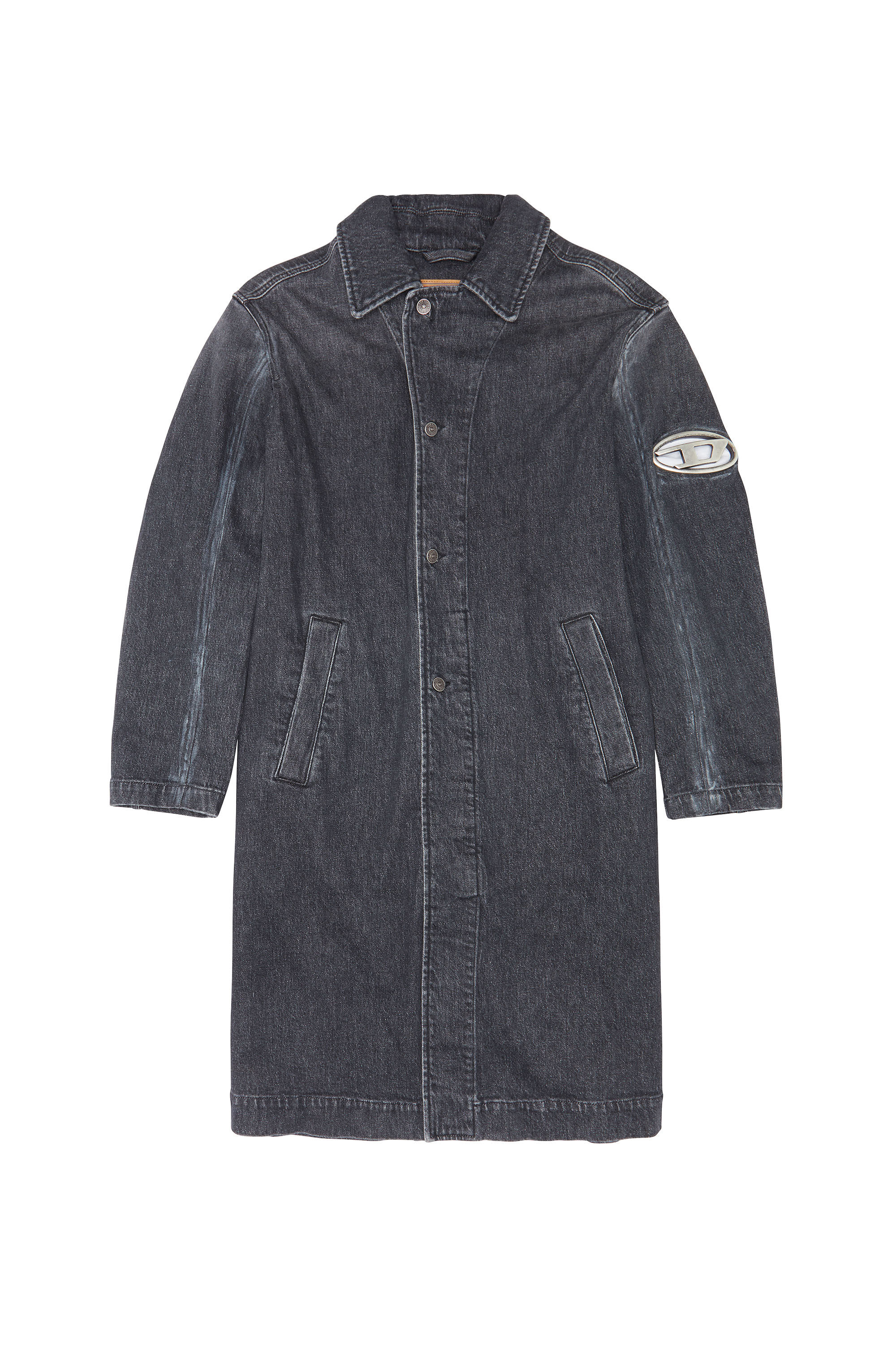 定価￥60,500☆DIESEL【BLACK GOLD】★LONG COAT★黒 D-ROKU-LONG-FSC1 Man: Long jacket with cut-out metal D logo | Diesel