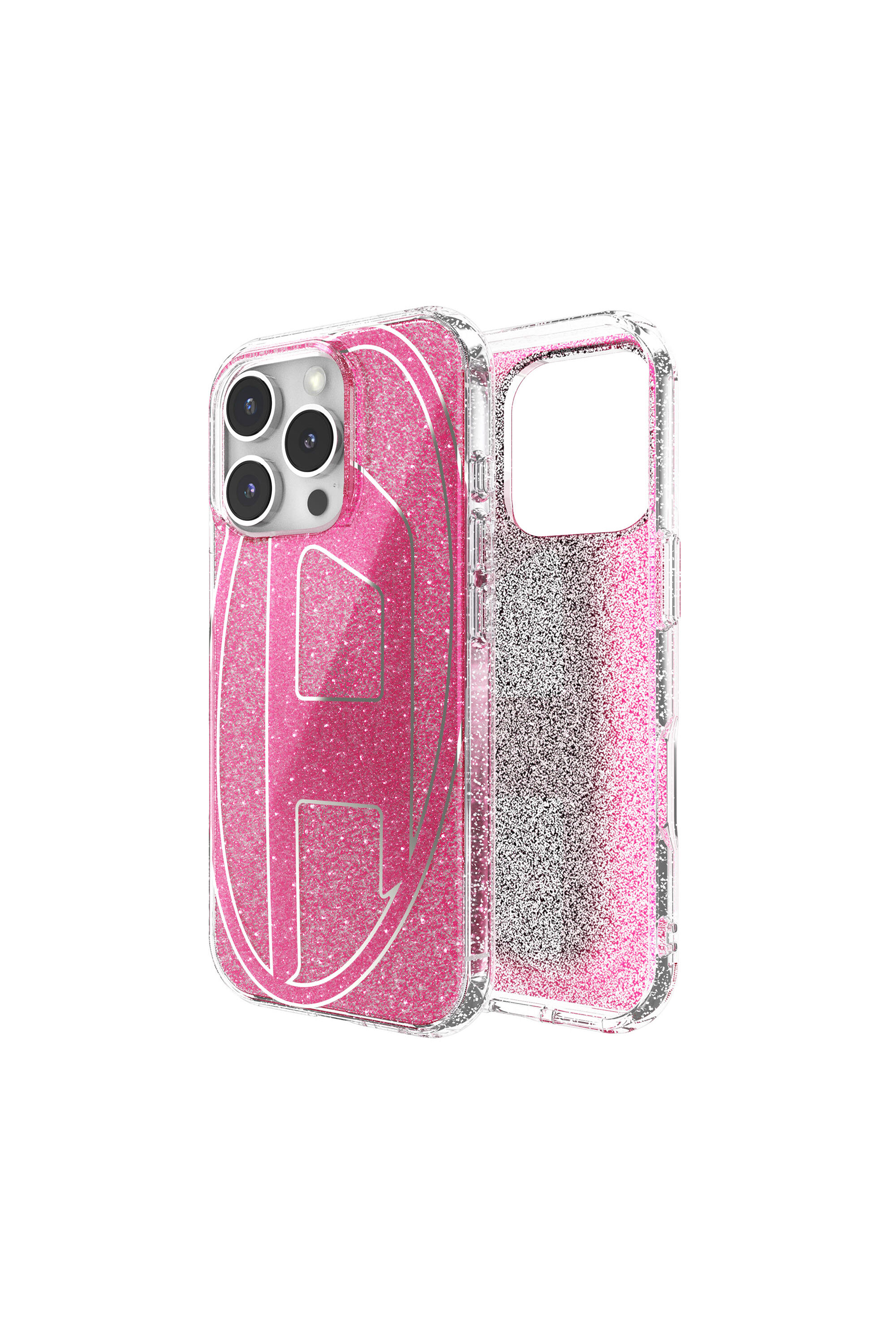 Women's Oval D Glitter Case for iP 16 Pro | Pink | Diesel {{Country}}