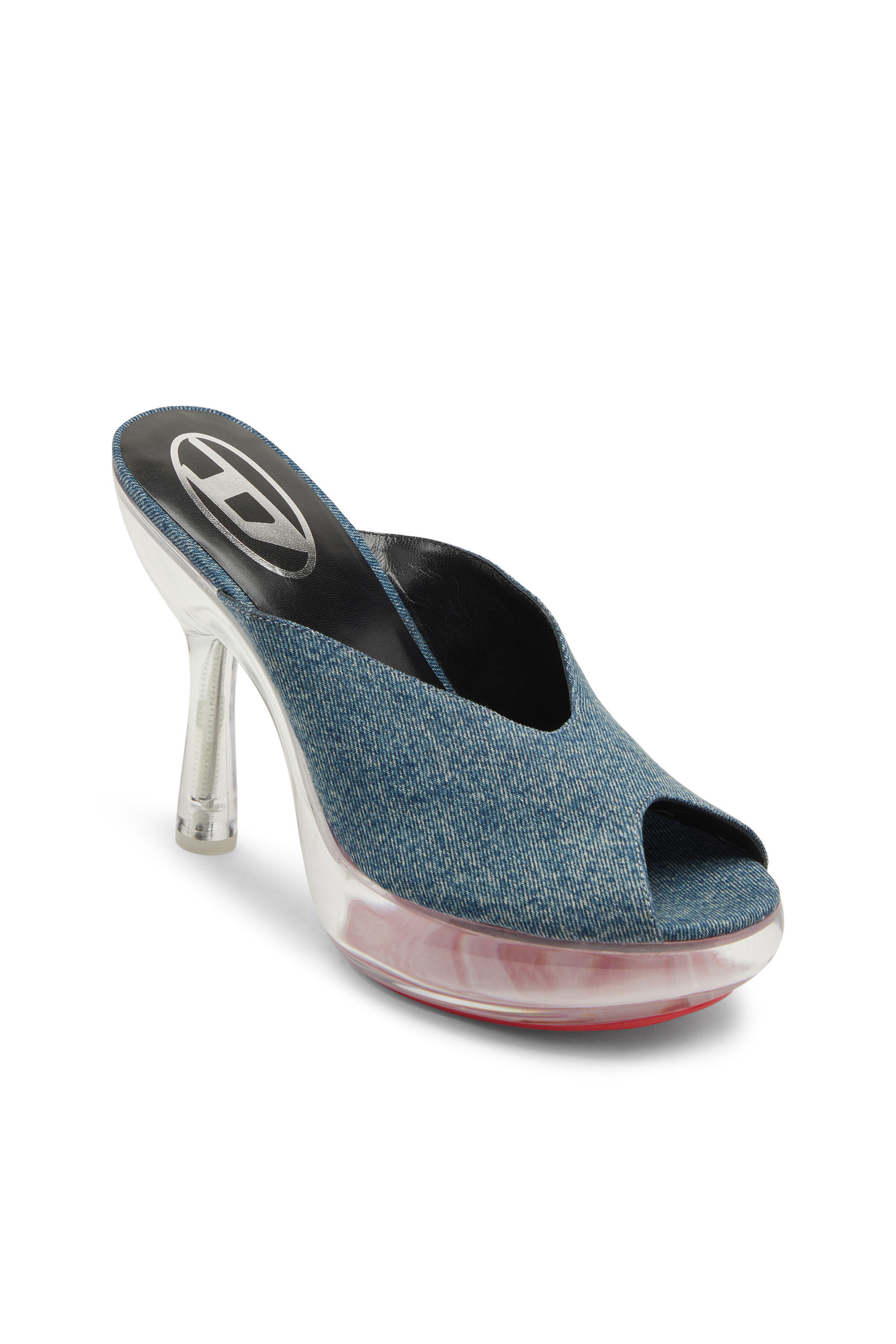 Diesel - D-LAKE PLATFORM SDL, Female's D-Lake-Platform mules in denim and plexiglass in Blue - 6