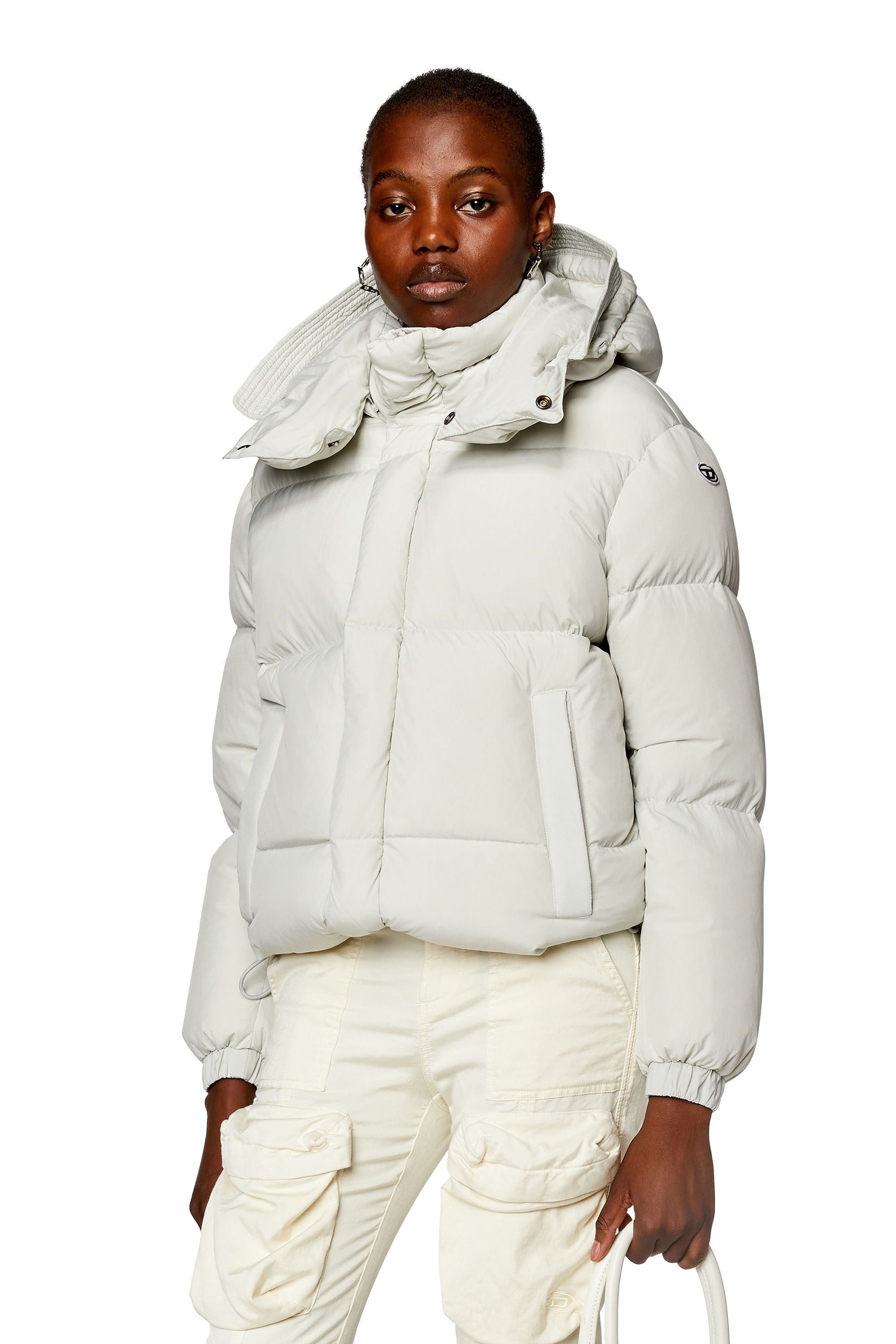 Diesel - W-ROLFYS-FL, Female's Down jacket in recycled nylon taslan in White - 3