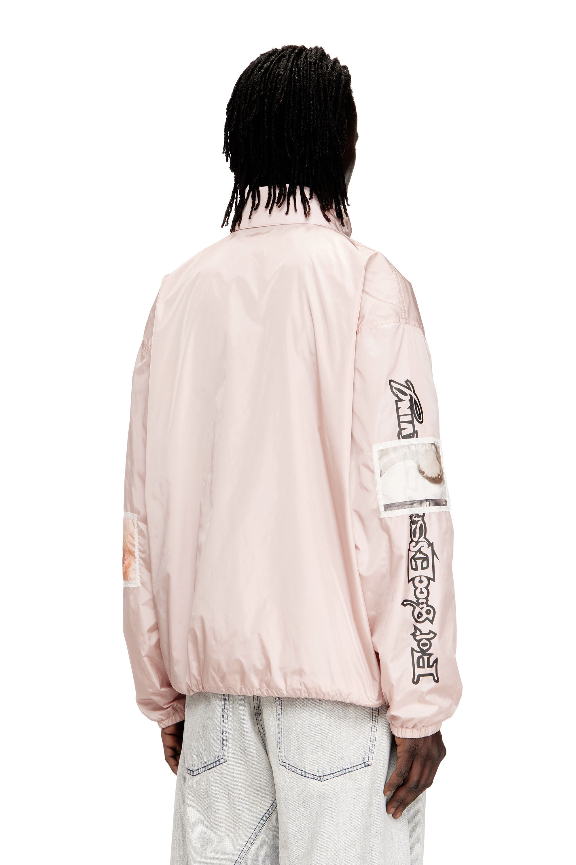 Men's Windbreaker with graphic patches | Pink | Diesel