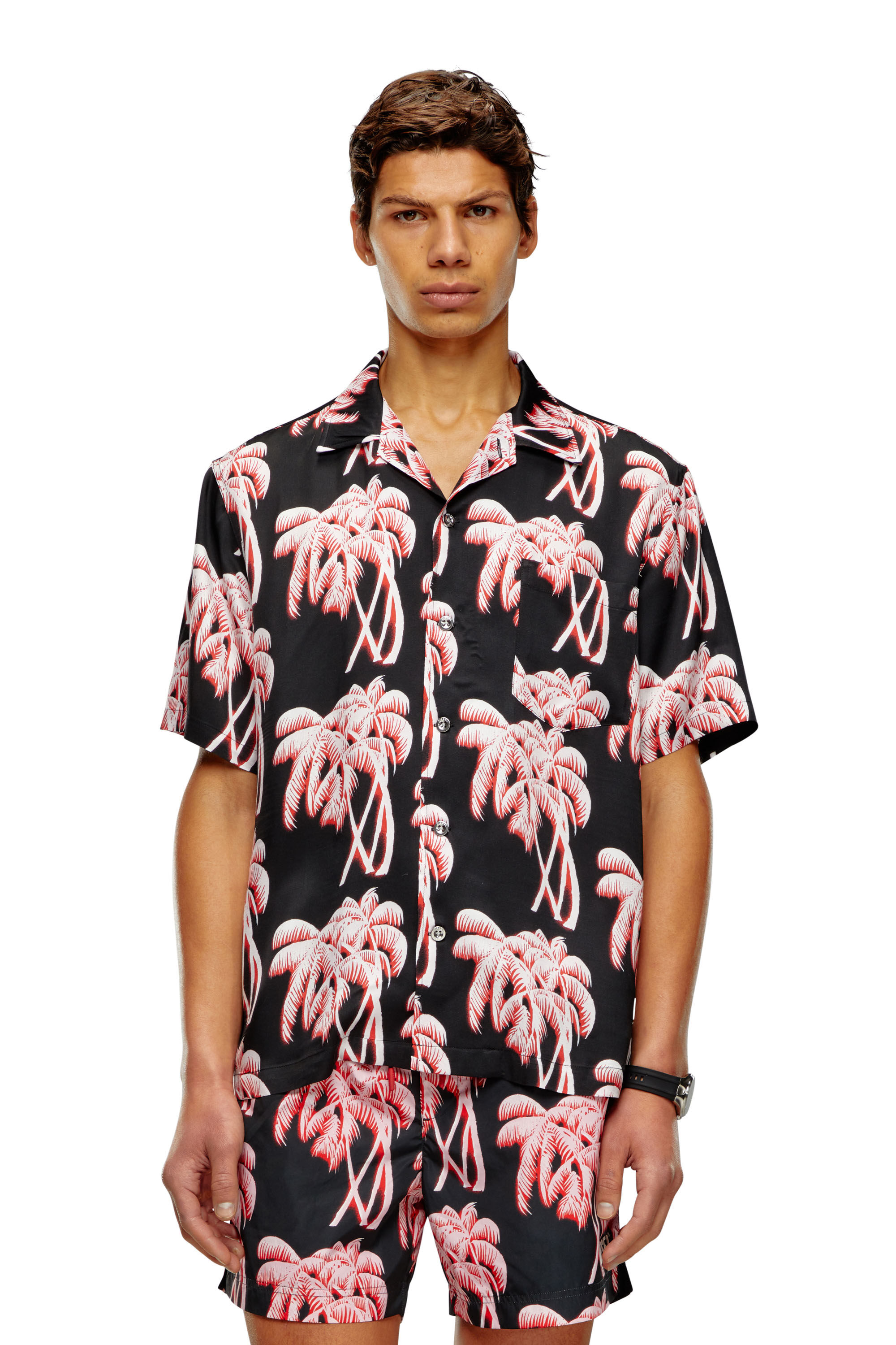 Diesel - BMOWT-ADRIAN, Chemise de plage avec imprimé palmier Homme in Polychrome - 5