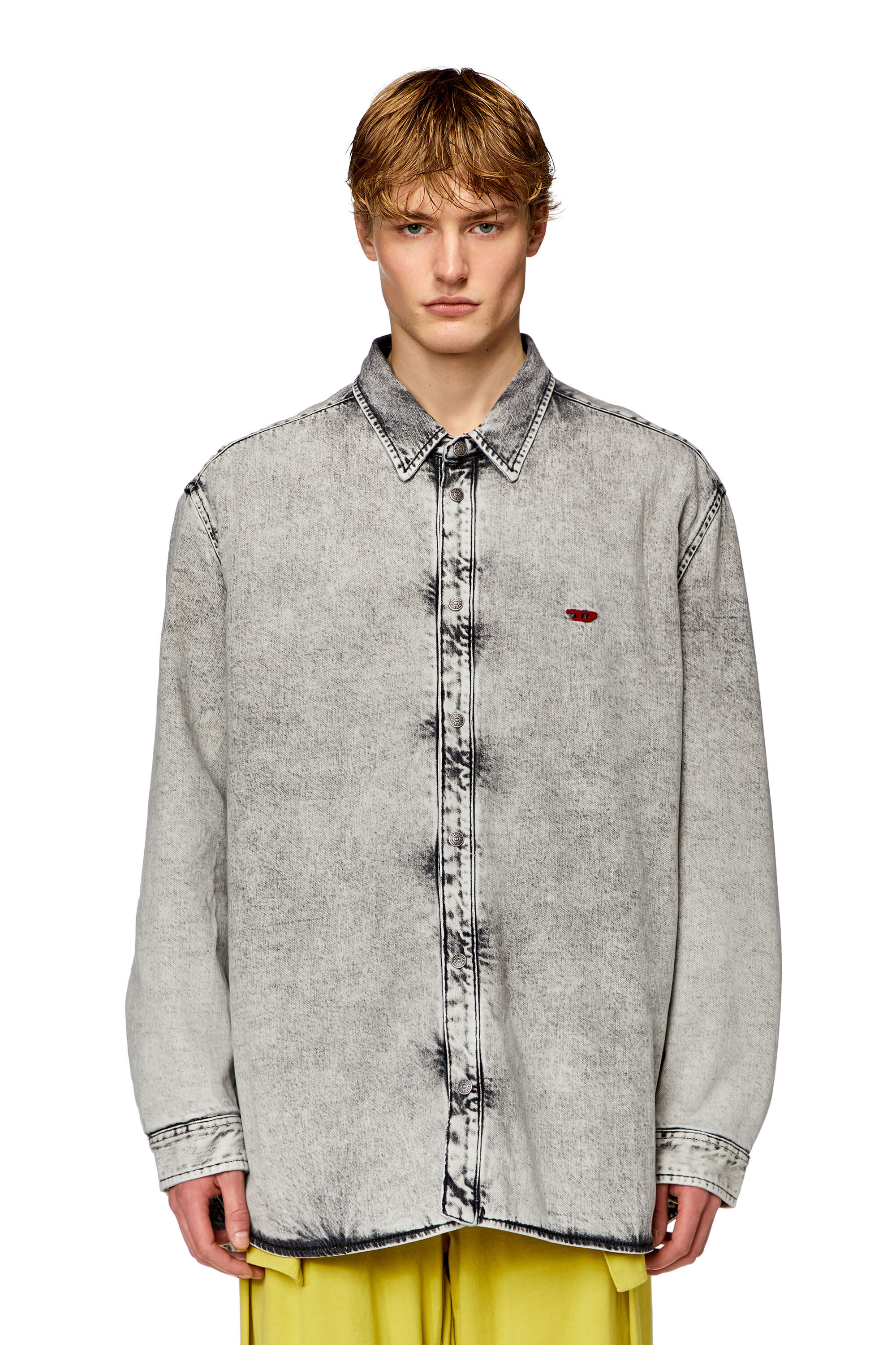 Men's Padded overshirt in tailored denim | Grey | Diesel