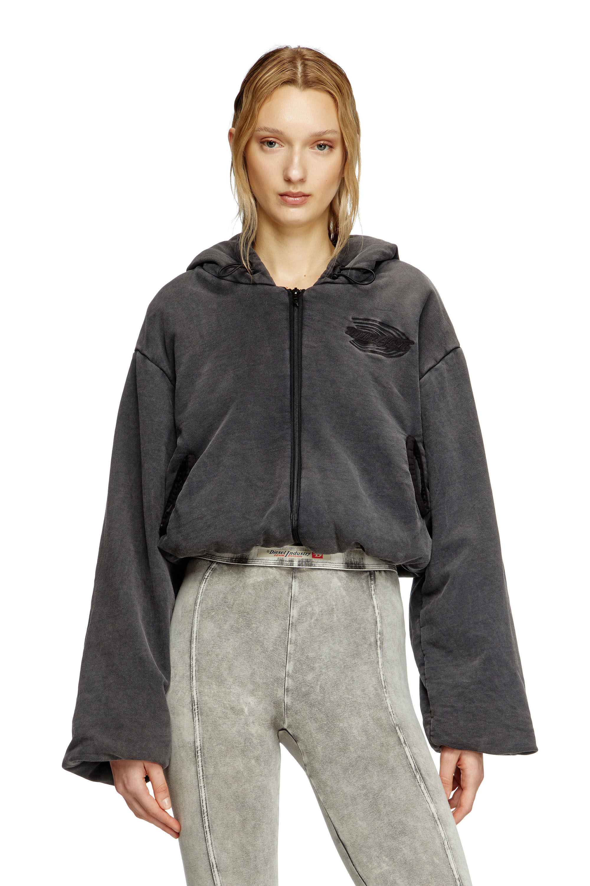 トップス GANNI OVERSIZED ZIP HOODIE adam et rope Phantom Black Isoli Cherries Oversized Hoodie | GANNI US