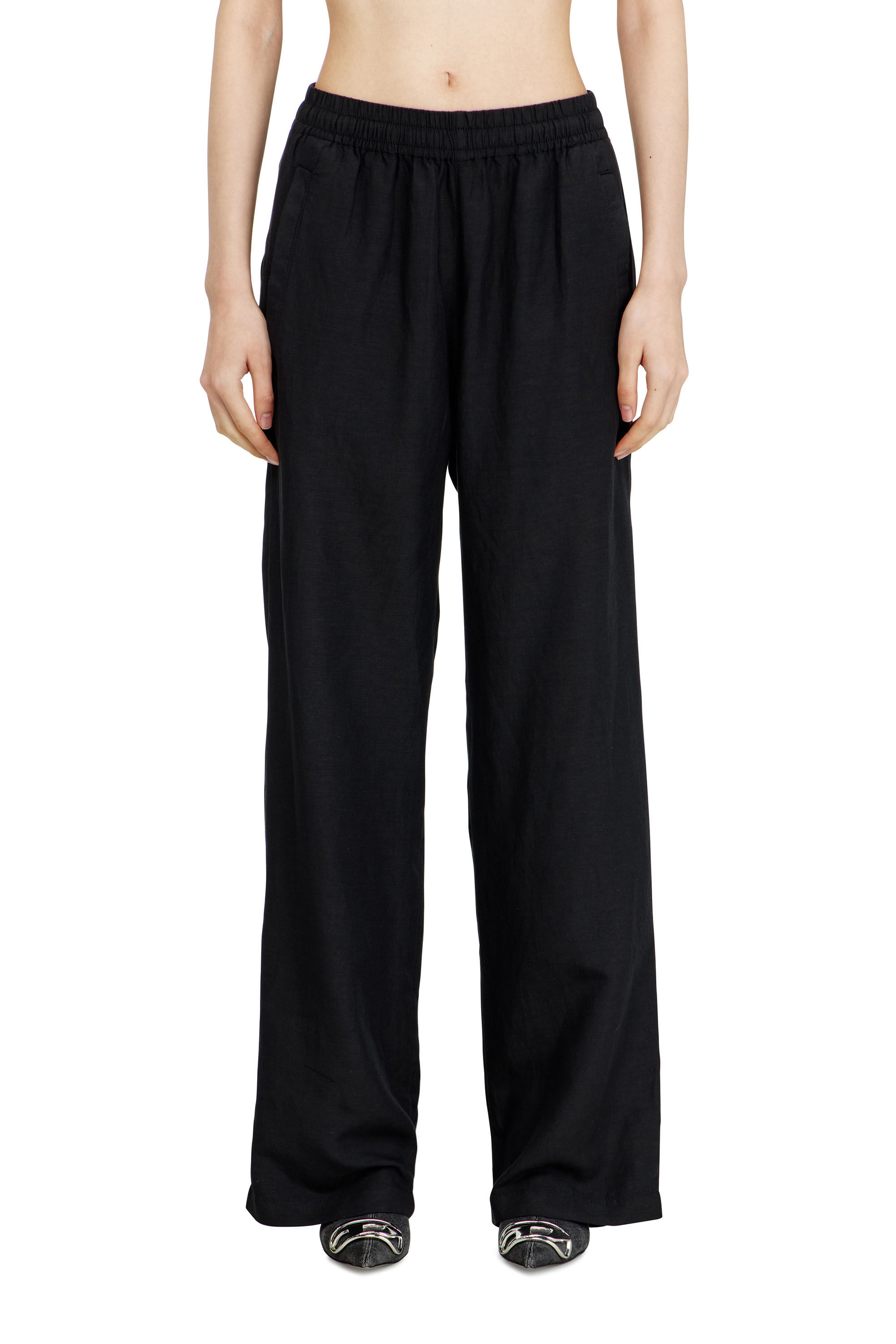 Women's Linen-blend pants | Black | Diesel {{Country}}
