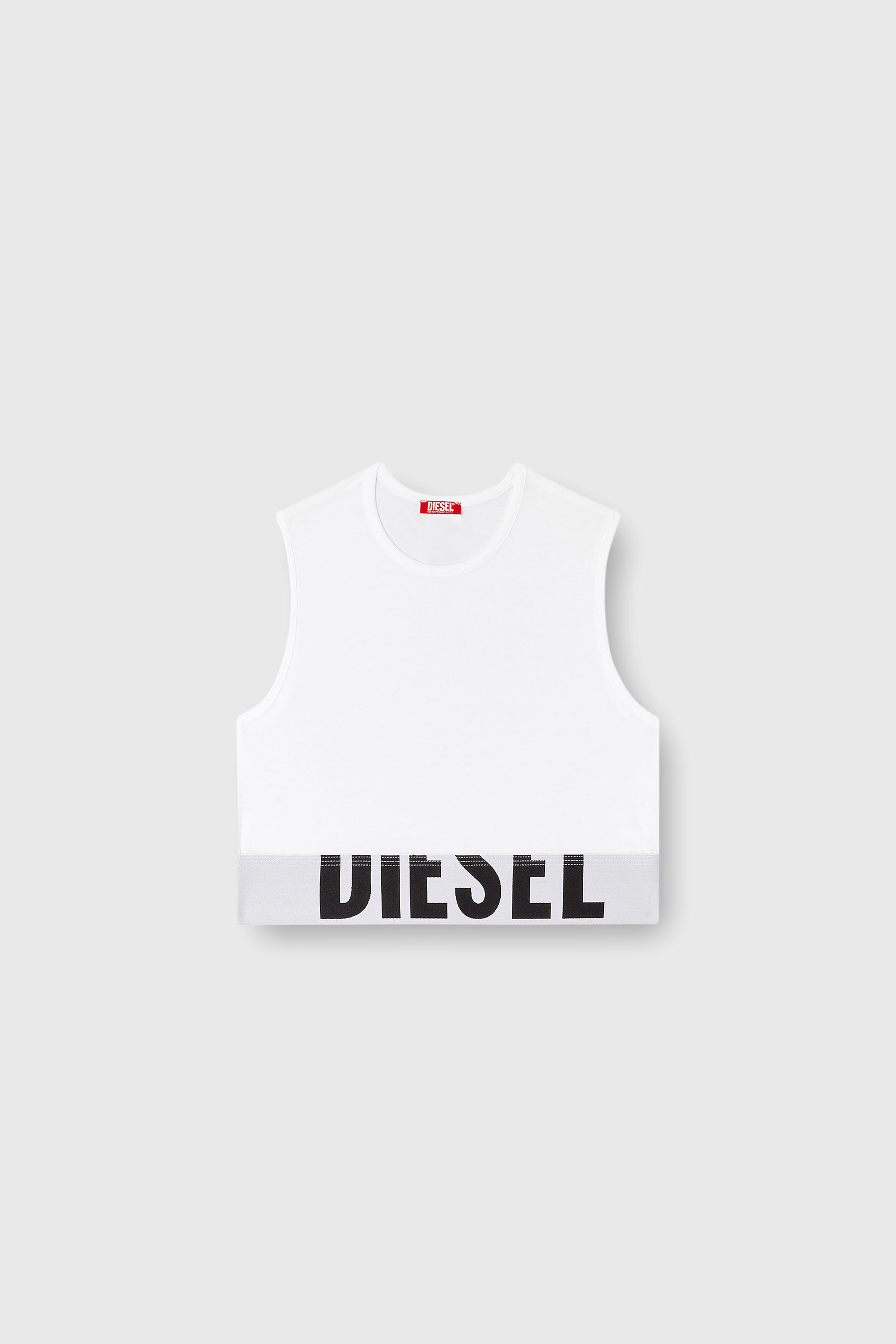 Women's Cropped tank top with cut-off logo | White | Diesel