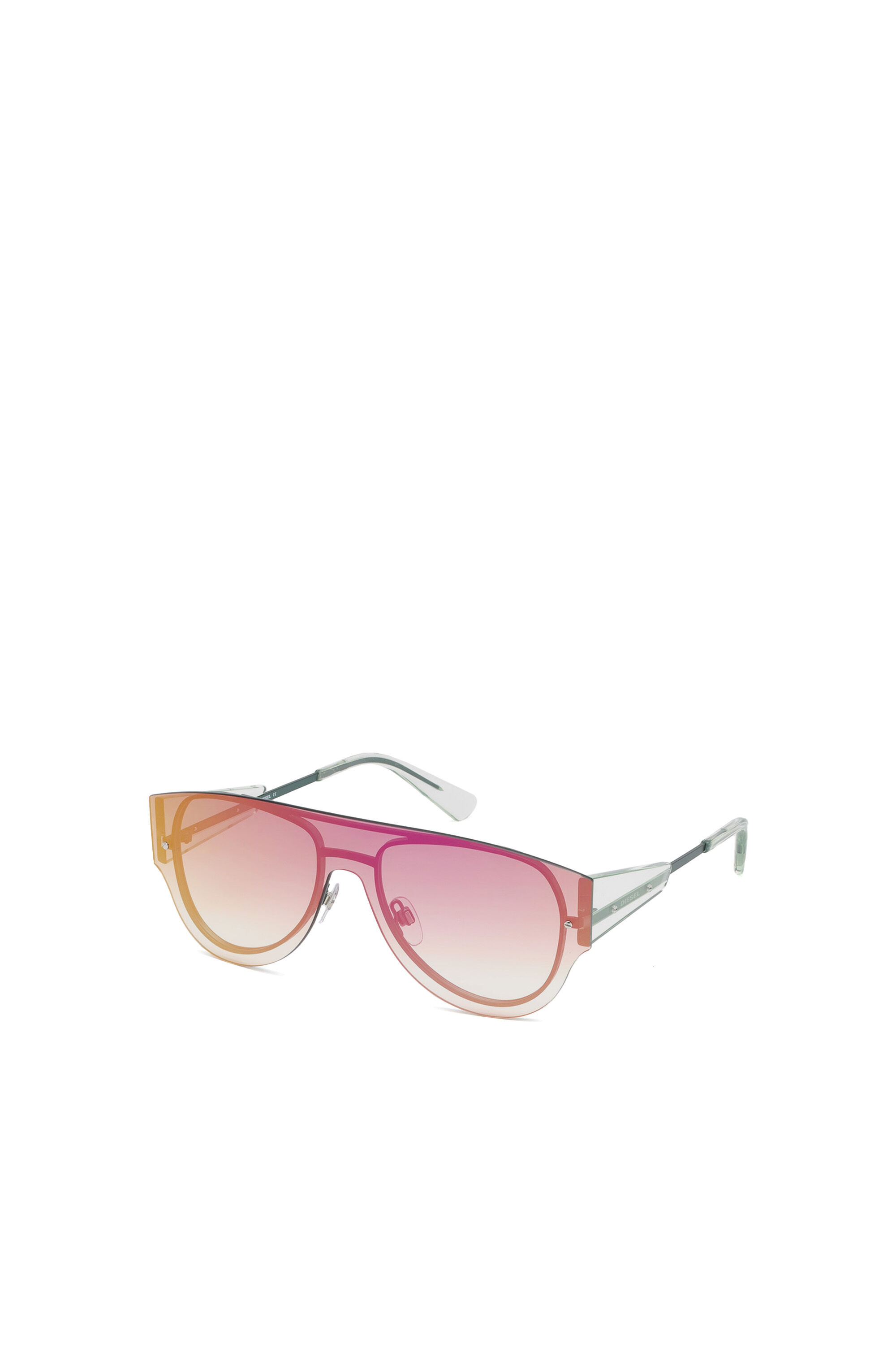 Diesel - DL0273, Unisex's Pilot shape sunglasses in metal in Pink/White - 2