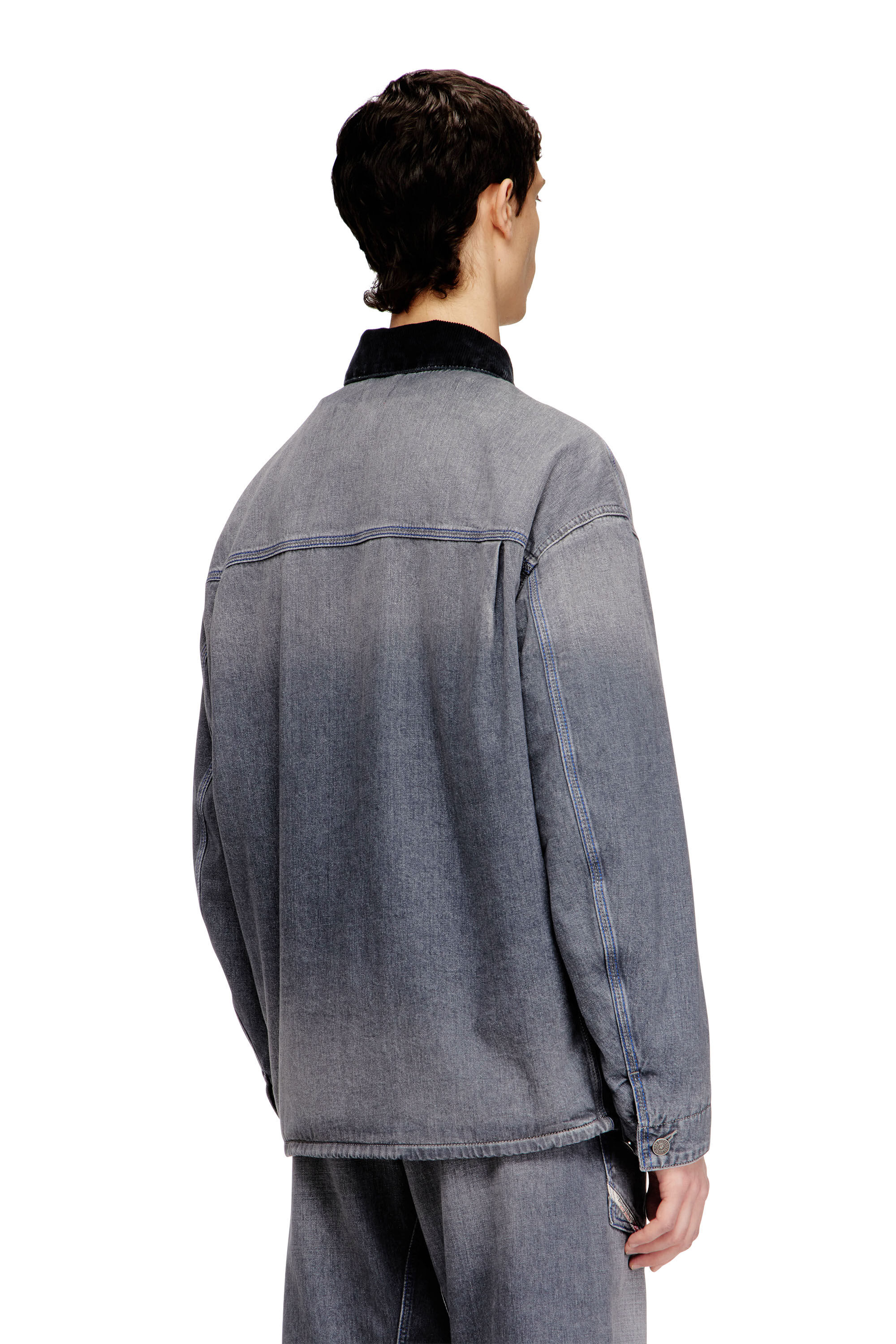 Women's Utility-style denim jacket with contrasting collar | Grey