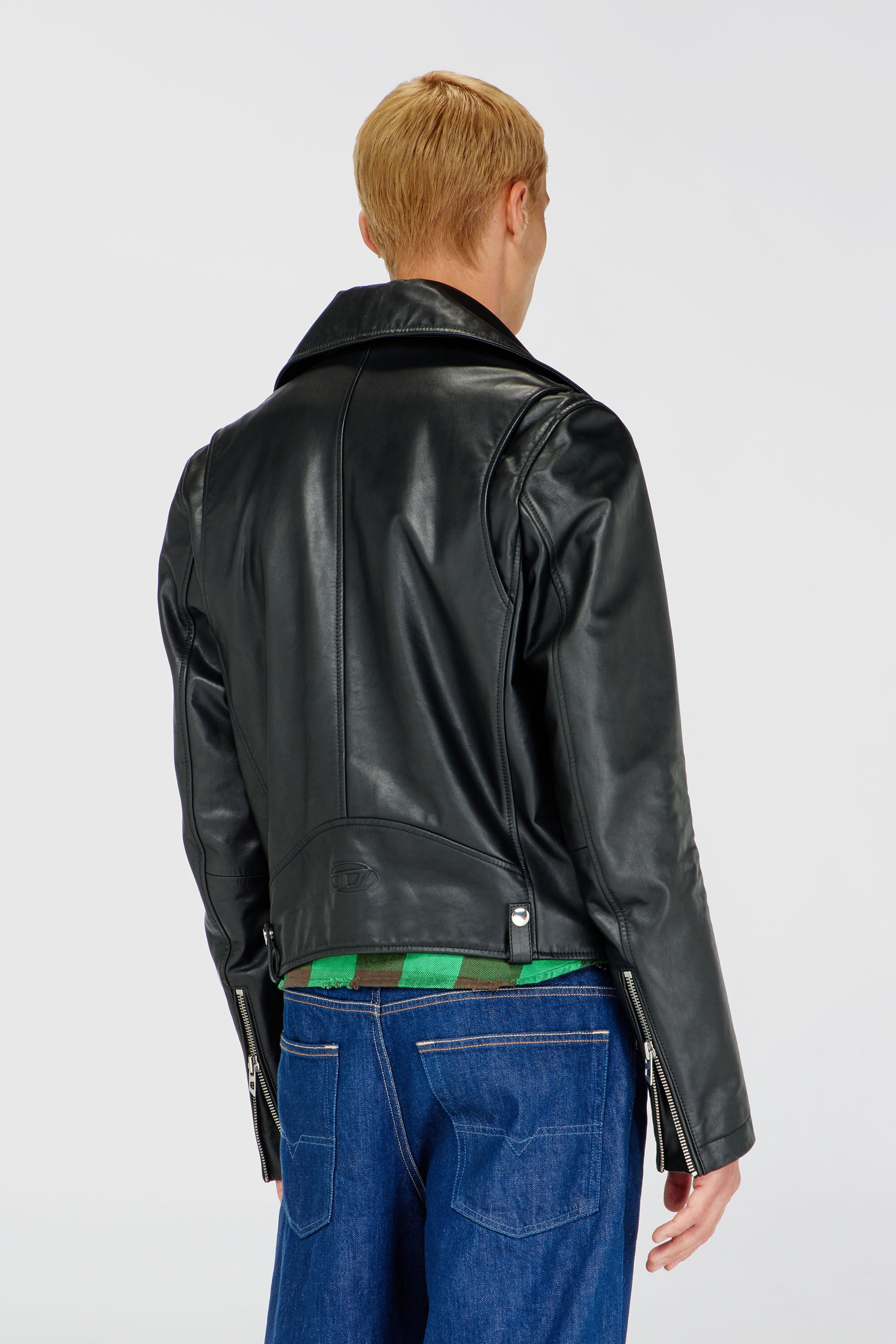 Diesel - L-EO-WRD, Man's Biker jacket in waxed leather in Black - 5