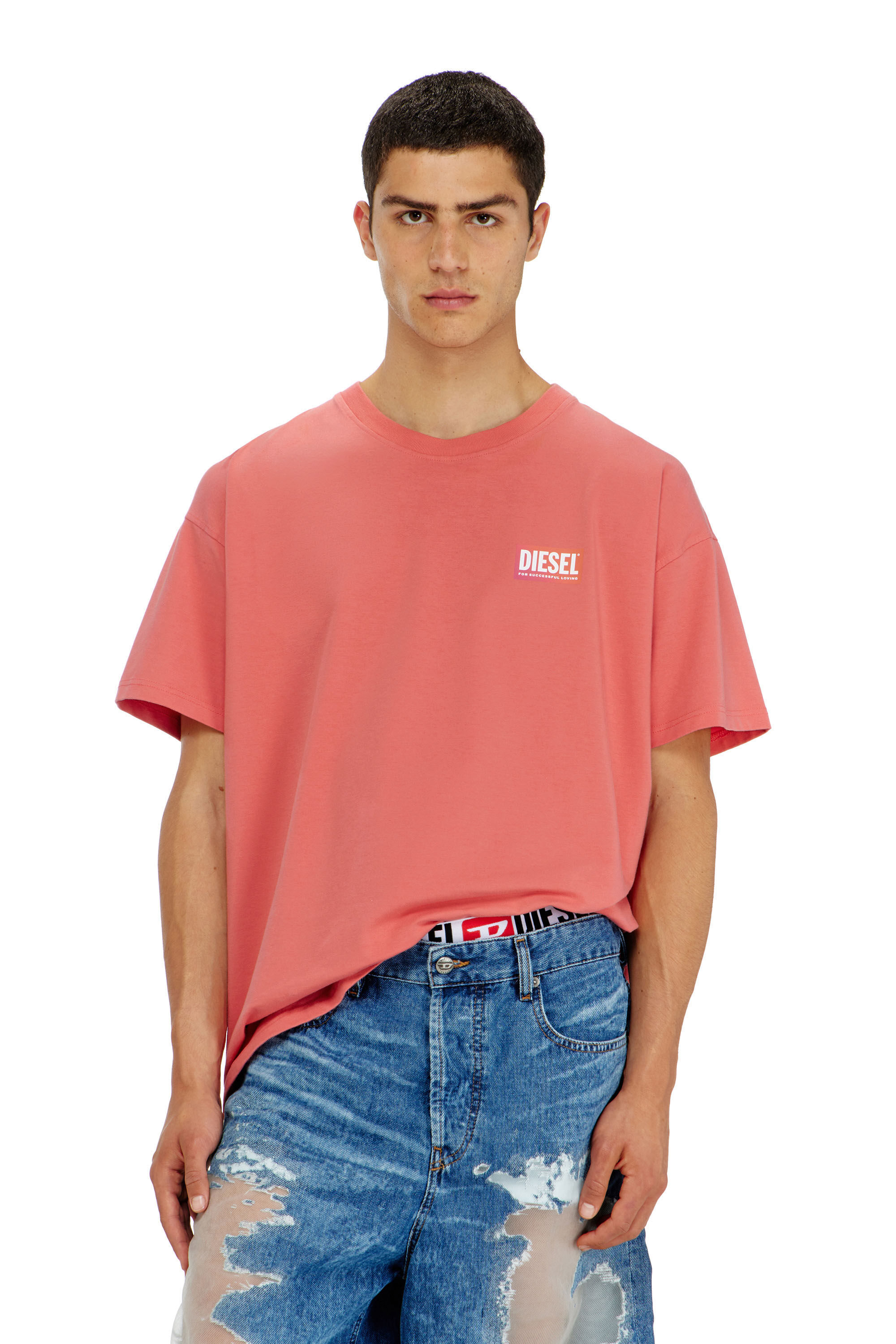 Women's T-shirt with transparent back logo | Red | Diesel