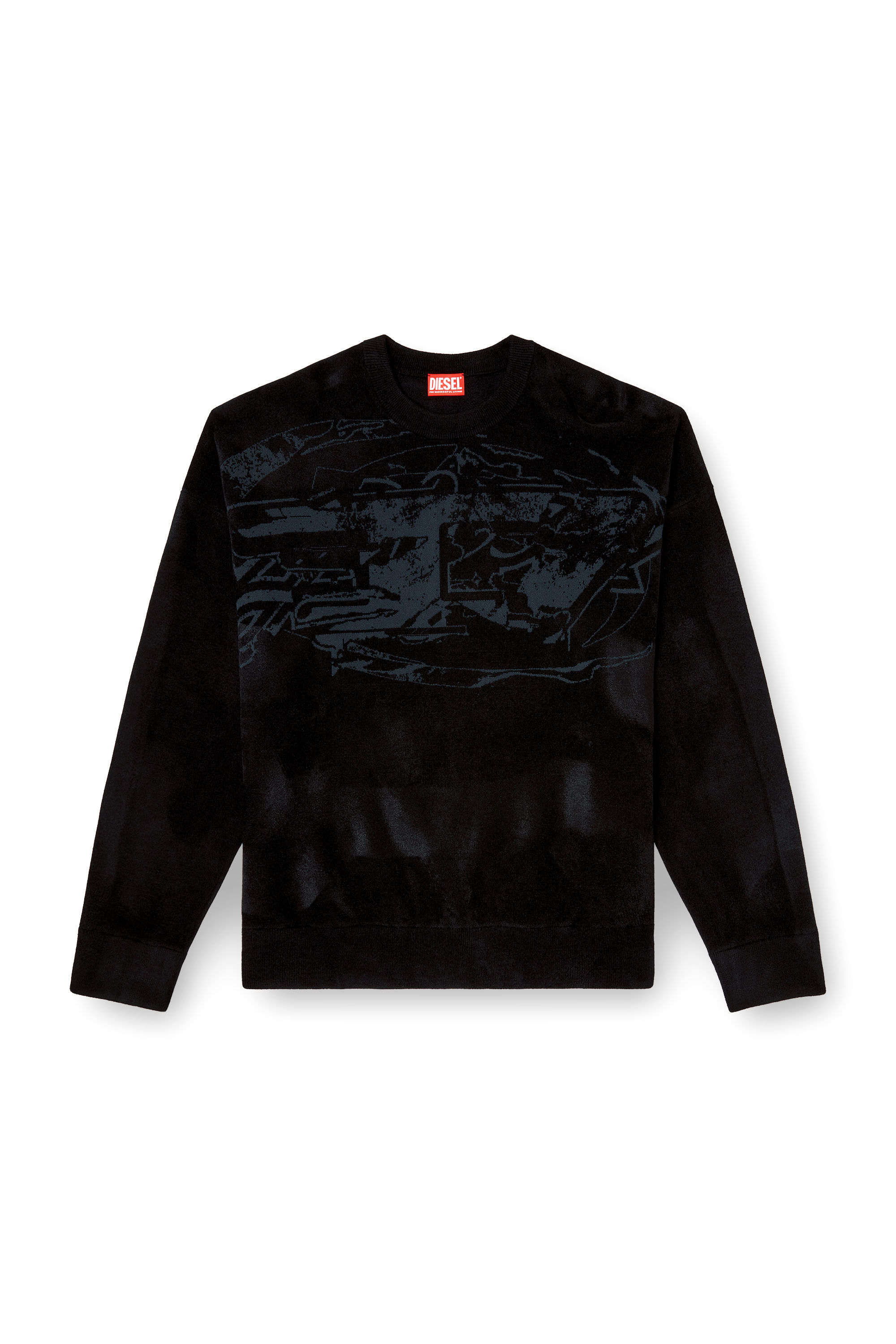 Diesel - K-TRESA, Pull jacquard en chenille avec motif à logo Homme in Noir - 2