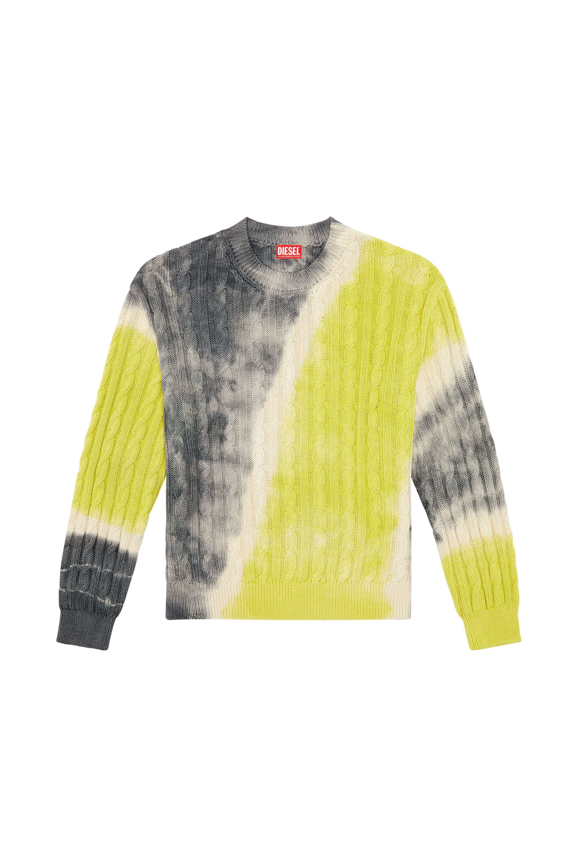 Diesel - K-JANCI, Male's Tie-dye jumper in cable-knit cotton in Grey/Green - 2