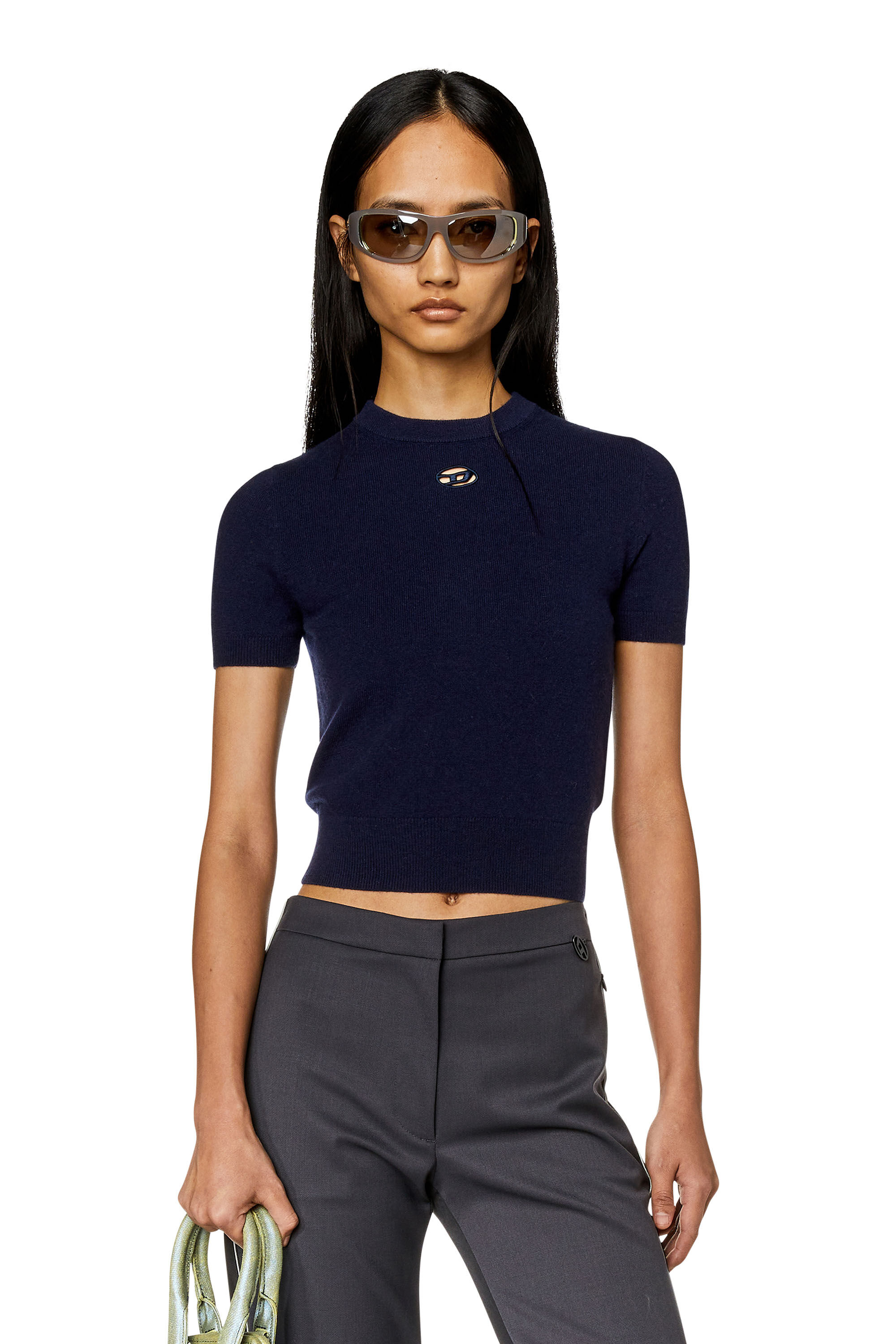 Diesel - M-ARGA, Female's Wool and cashmere top in Dark Blue - 3