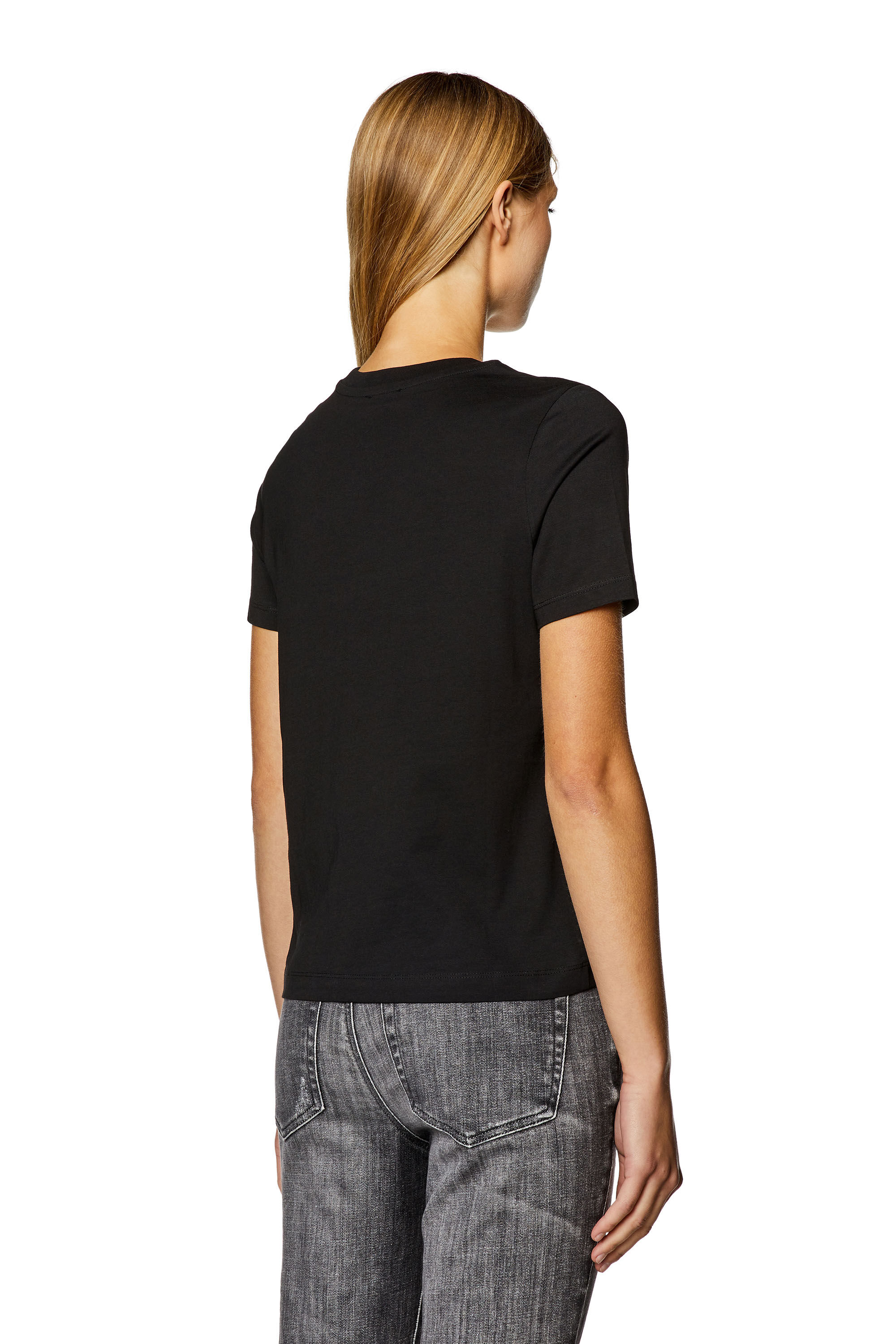 Diesel - T-REG-D, Female's T-shirt with mini logo patch in Black - 4