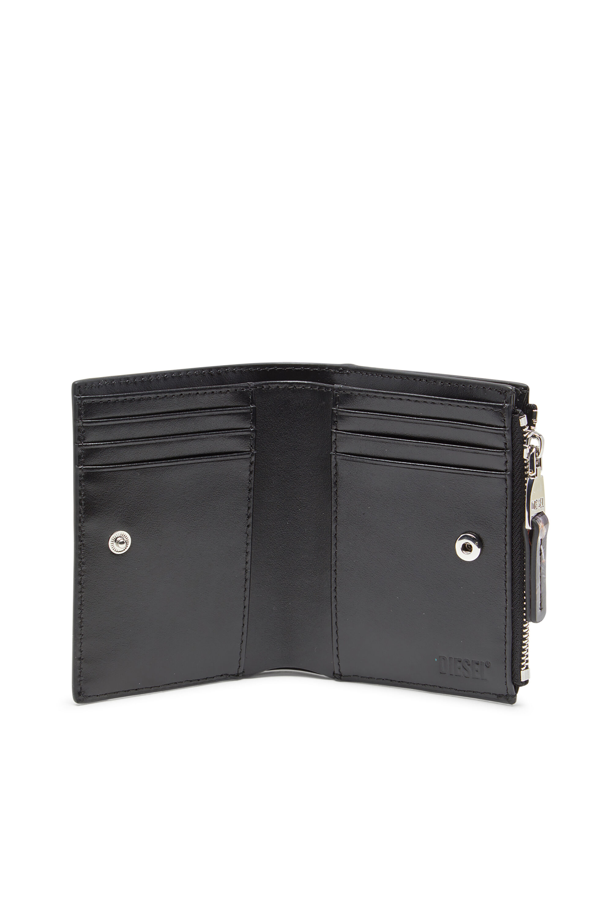 Diesel - PLAY BI-FOLD ZIP II, Female's Small wallet in printed glossy PU in Black/Brown - 3