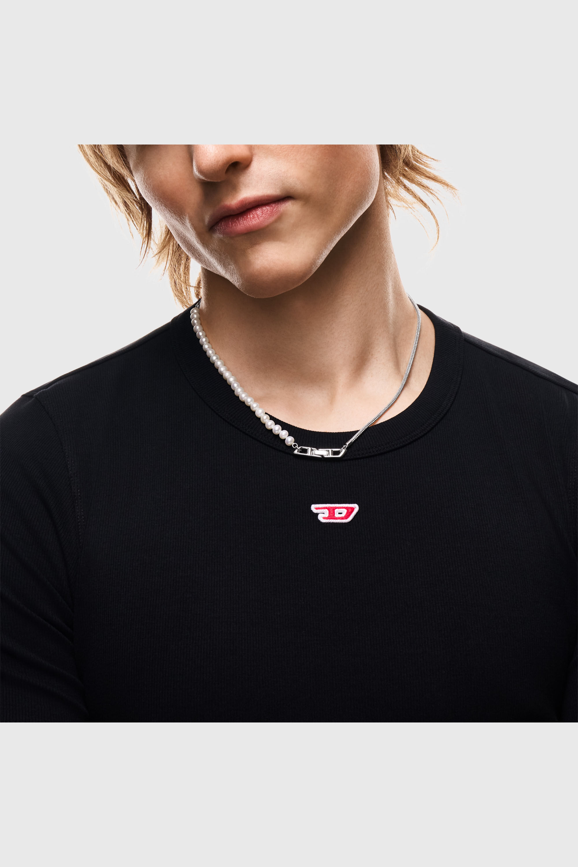 Women's Sterling silver and pearl chain necklace | Silver | Diesel
