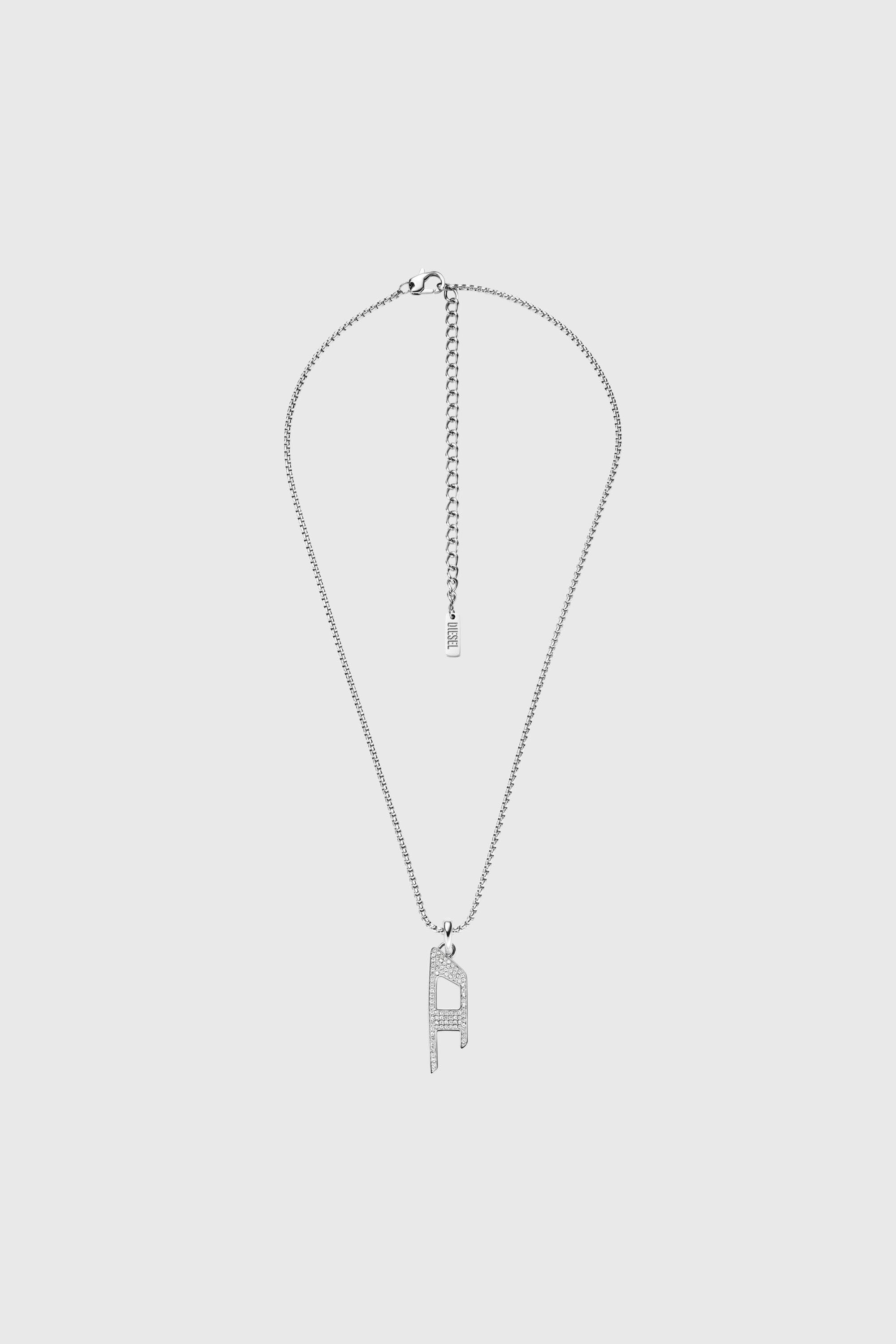 Diesel - DX1624040 JEWELLERY, Collar con colgante brillante de acero inoxidable Unisex in Plateado - 1