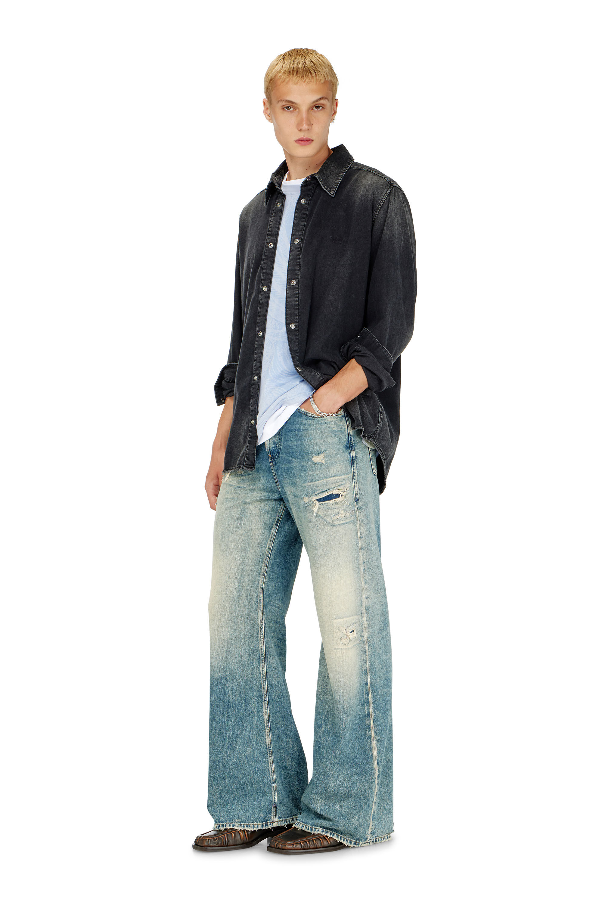 Diesel - D-SIMPLY, Chemise en denim &agrave; manches longues Homme in Noir - 1
