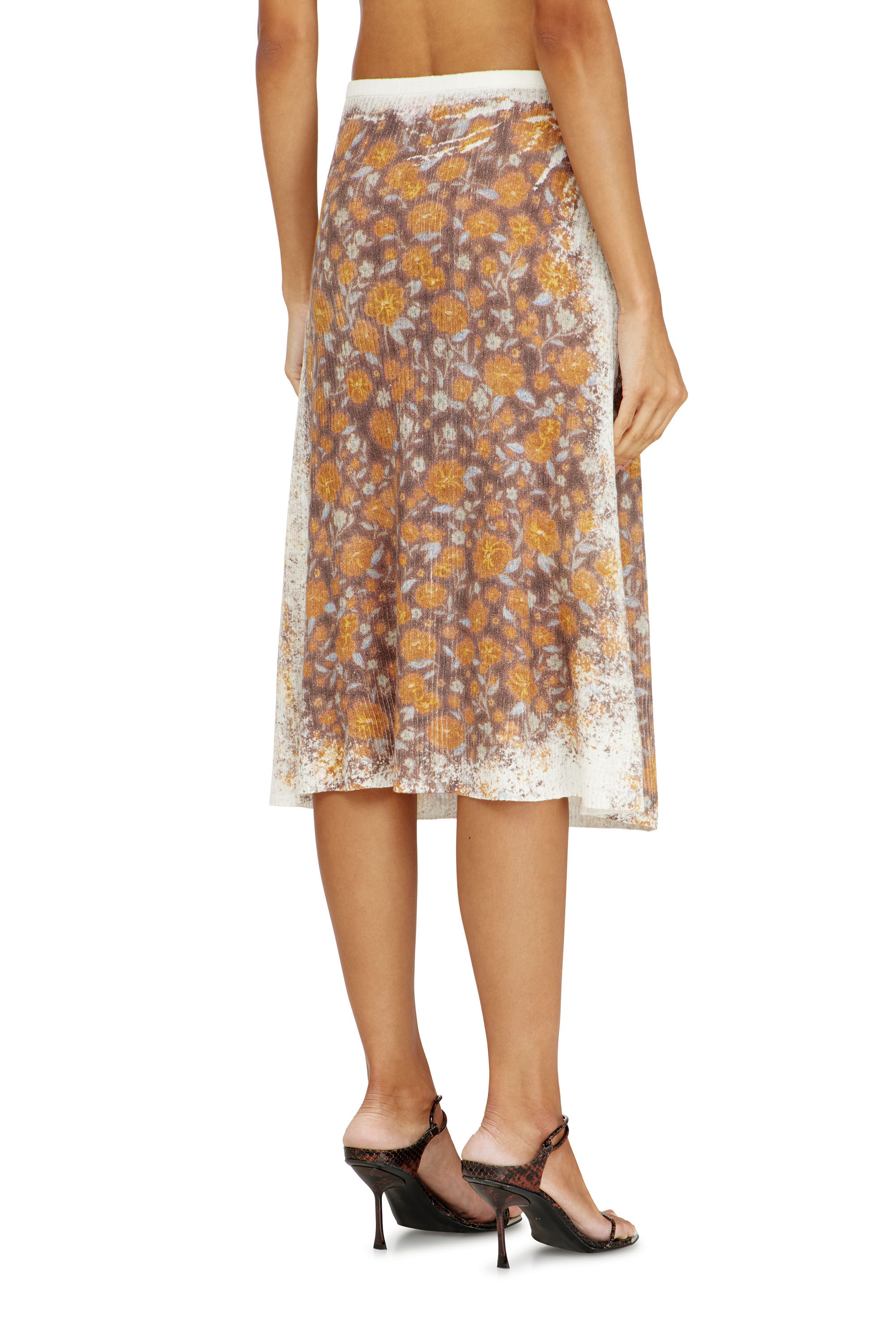 定価以下24th deres Floren floating wrapskirt Women's Floral-print midi wrap skirt in linen knit | Brown