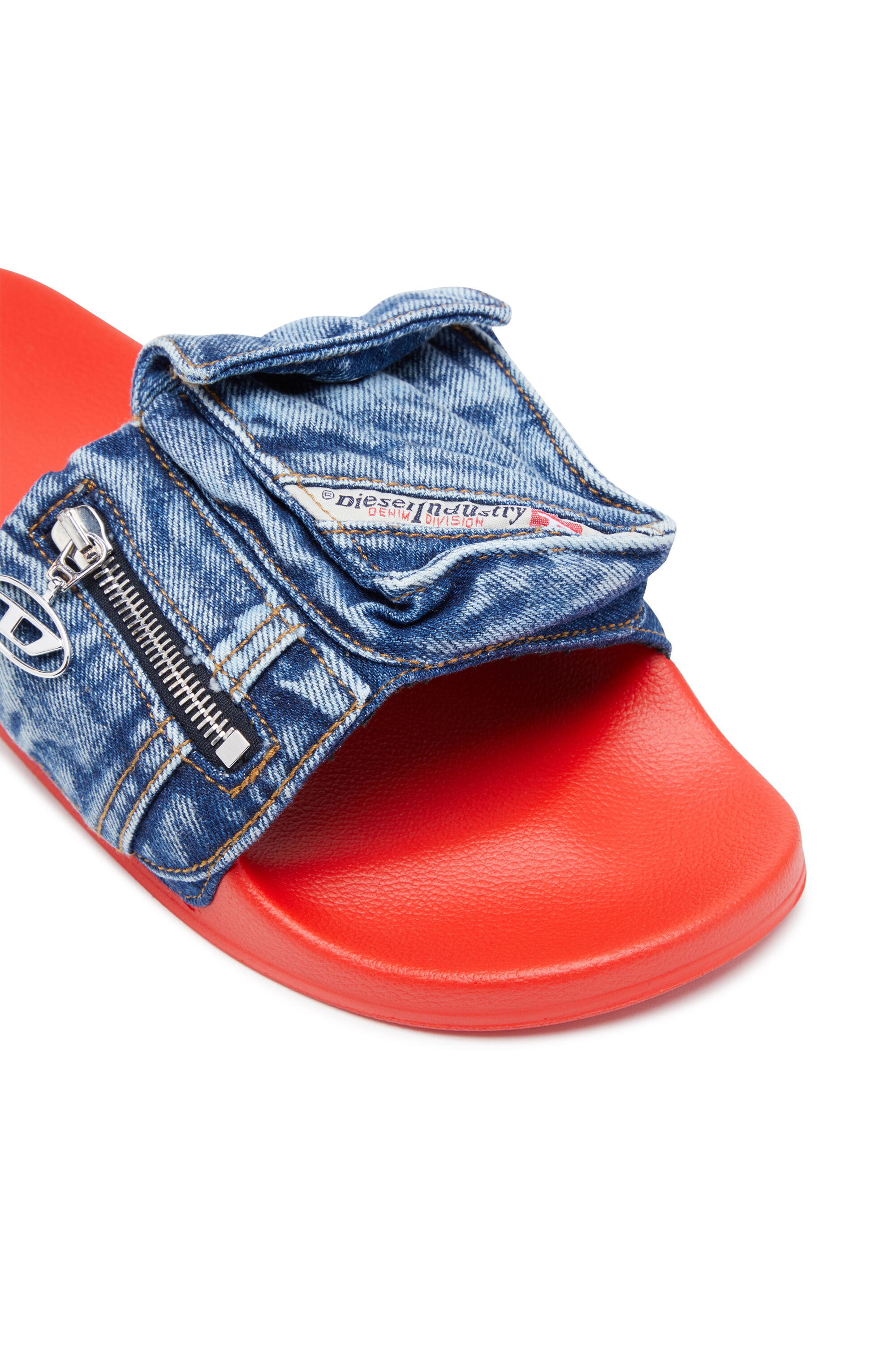SA-MAYEMI PK Man: Denim pool slides with utility pockets