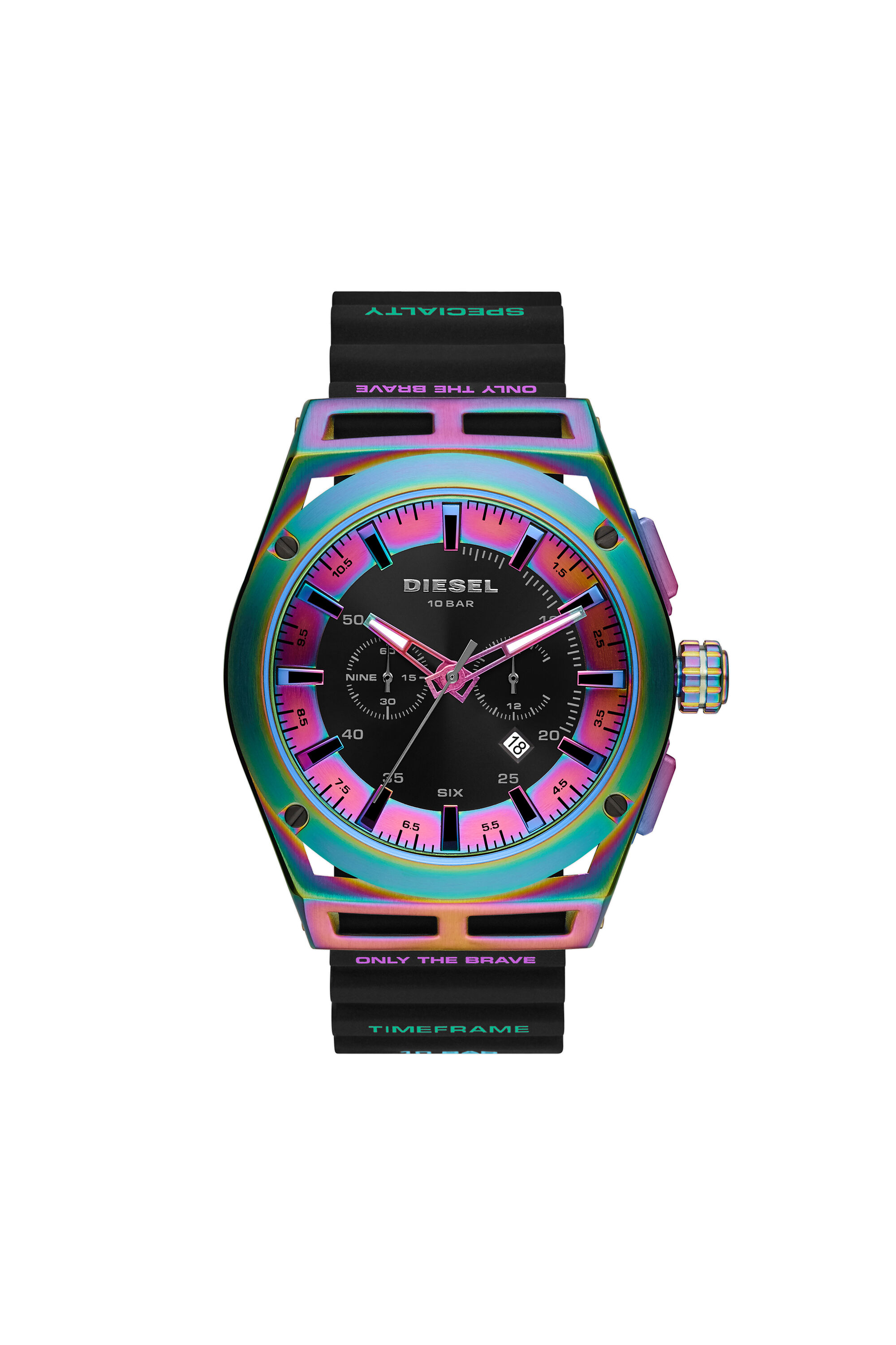 Diesel - DZ4547, Montre Timeframe chronographe en silicone noir Homme in Polychrome - 1