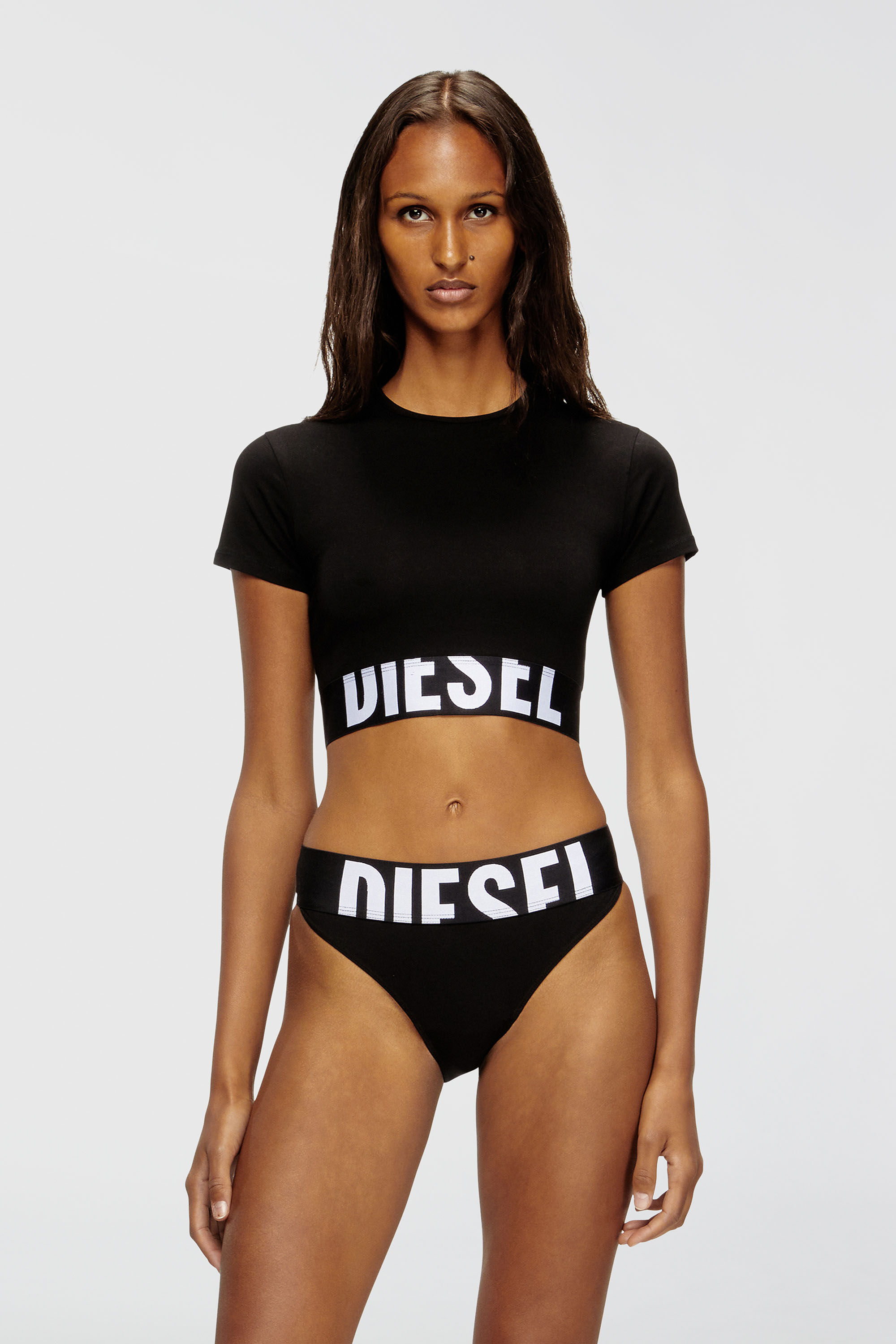 Women's Sporty cropped top with logo band | Black | Diesel {{Country}}