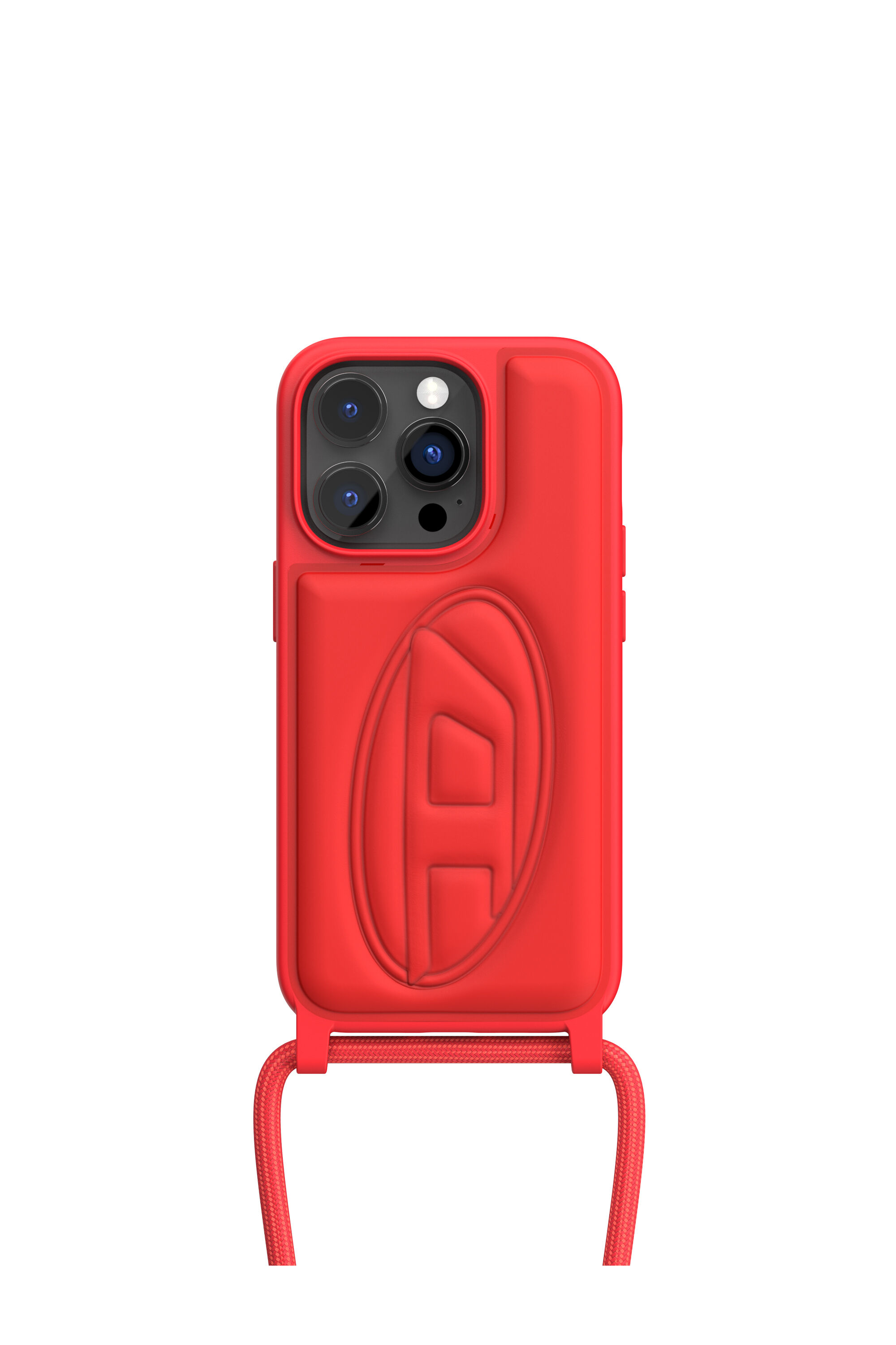 DeMain 赤いアクセサリーケース Men's Necklace case oval D for iPhone 14 Pro | Red | Diesel
