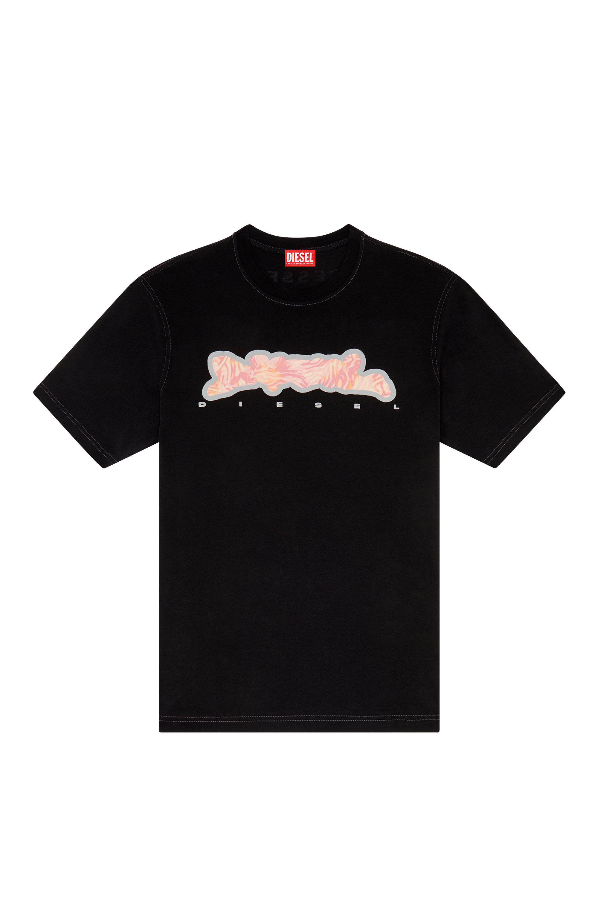 Diesel - T-JUST-N16, Male's T-shirt with zebra-camo motif in Black - 2