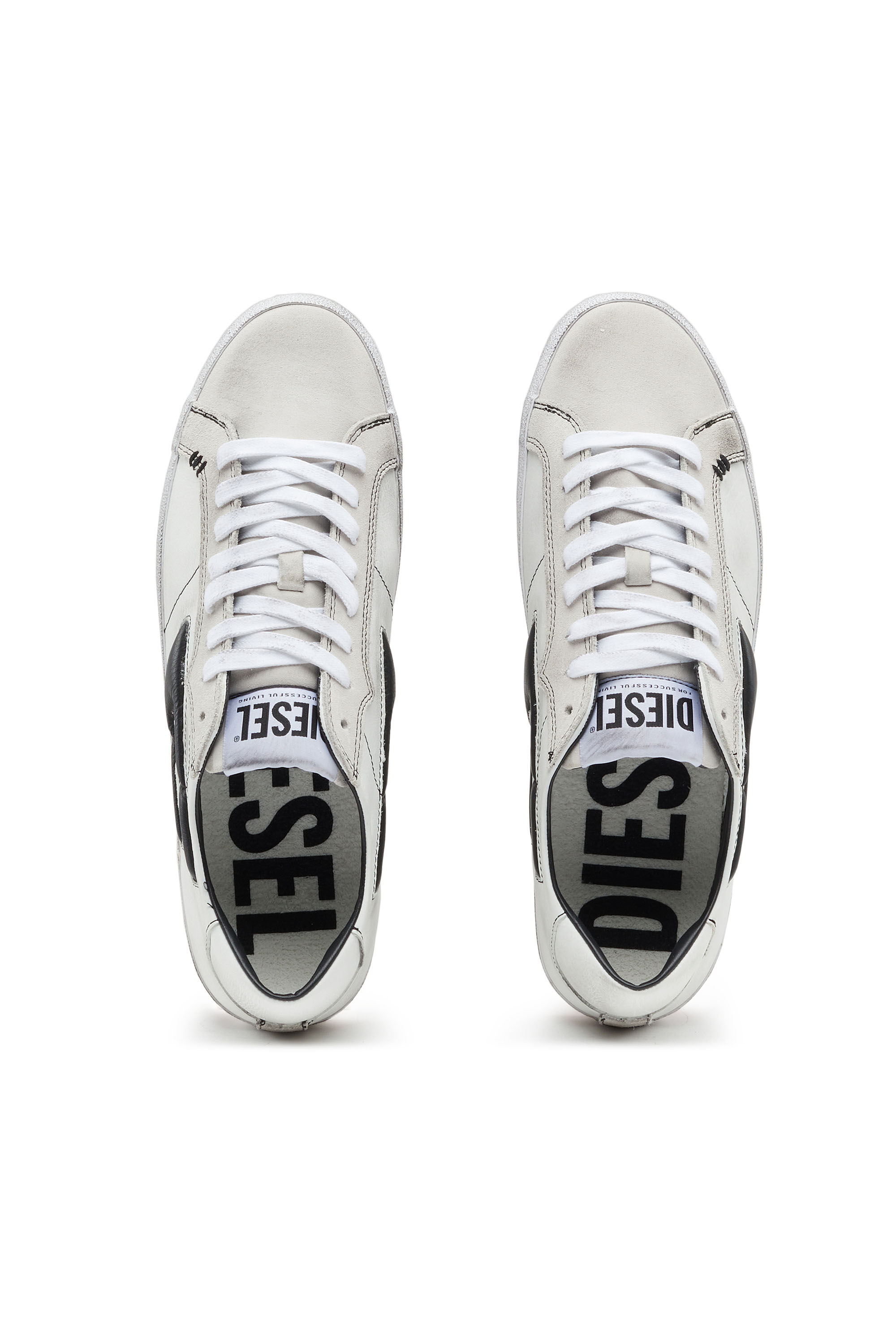 Diesel - S-LEROJI LOW, Male's S-Leroji Low - Low-top leather sneakers with D logo in White - 4