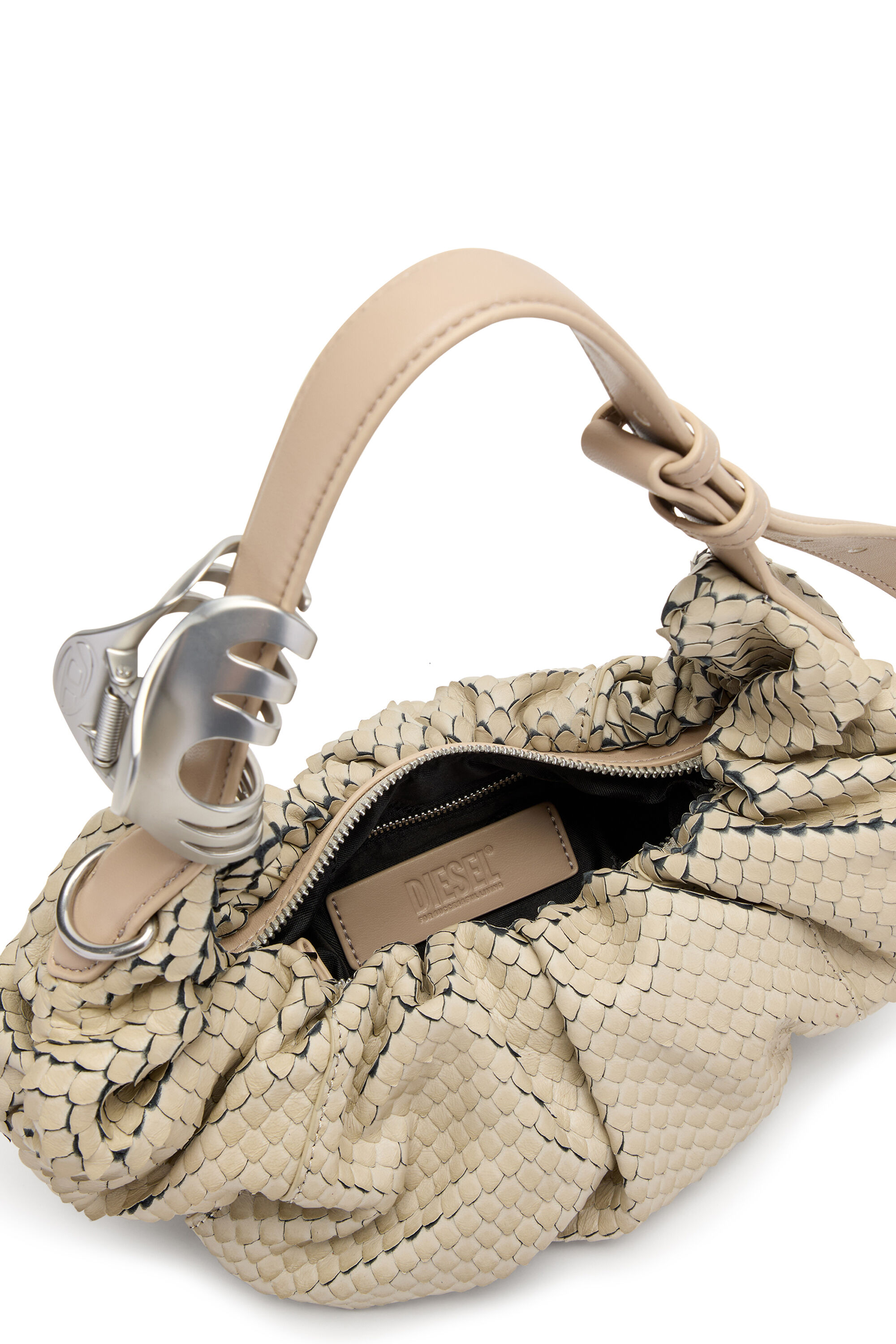 Women's Grab-D-Small scrunched hobo bag in snake-effect leather