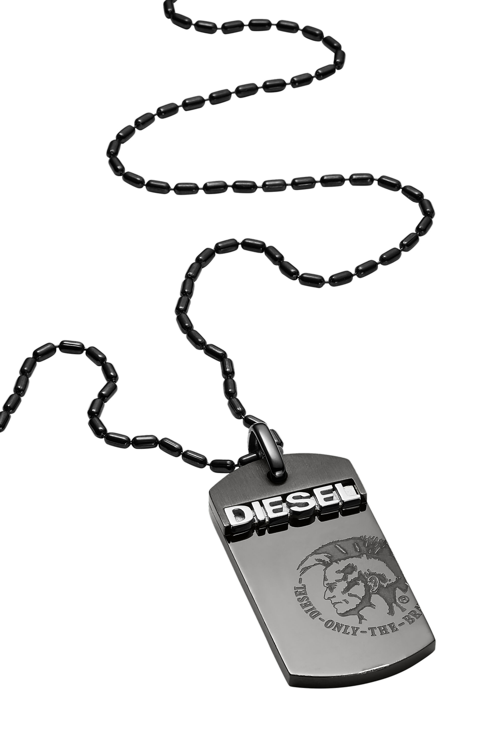 Diesel - DX0004, Collier en acier inoxydable gris avec pendentif Homme in Noir - 1
