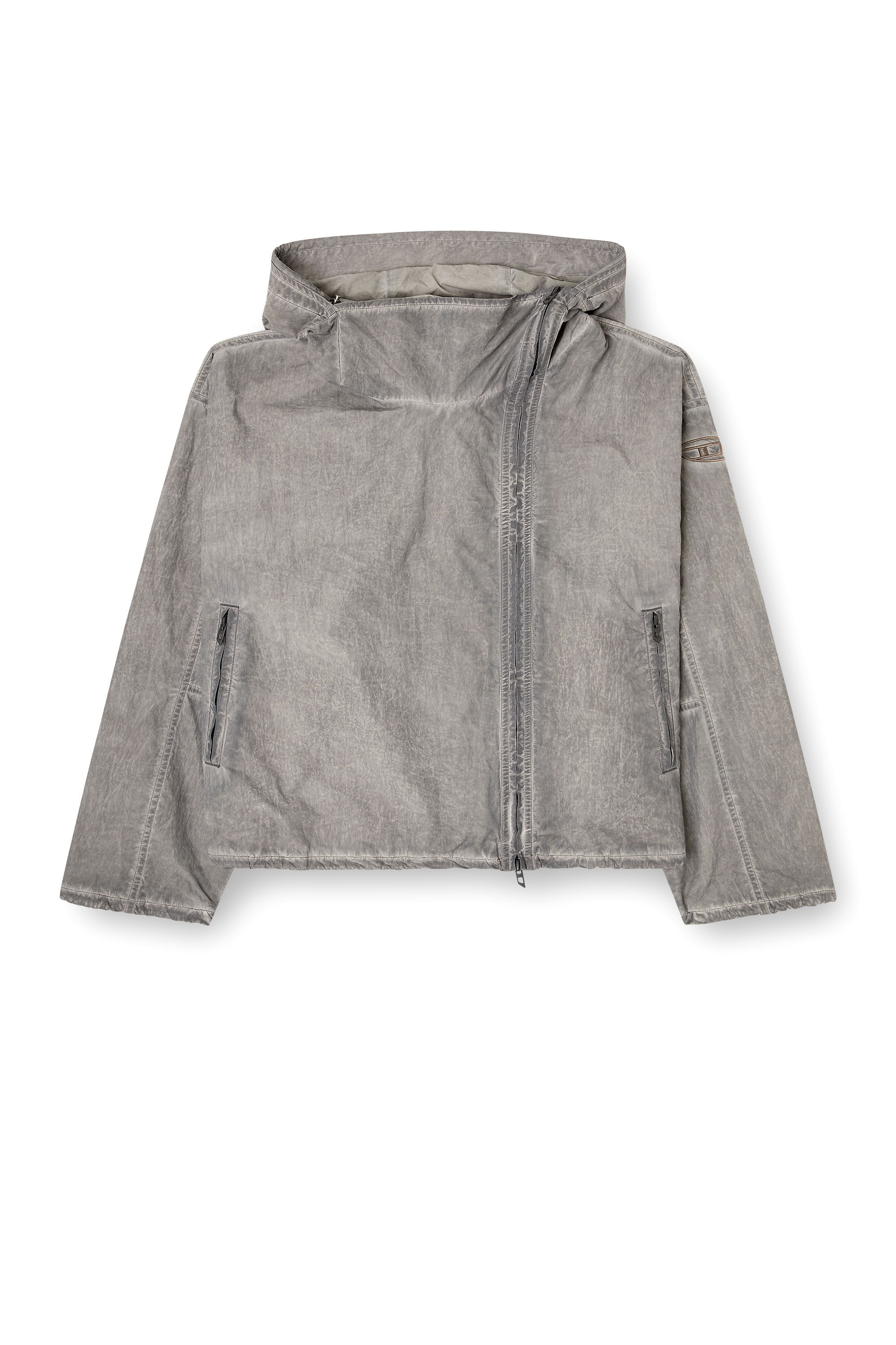 Women's Hooded windbreaker in treated Taslan | Grey | Diesel