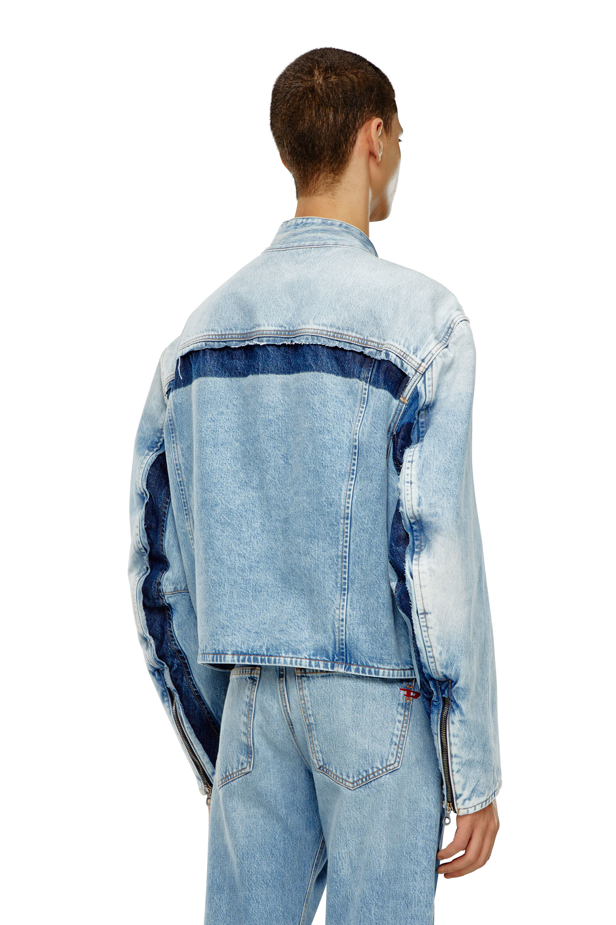Diesel - D-MARGE-S1, Veste zippée en denim bicolore Homme in Bleu - 5