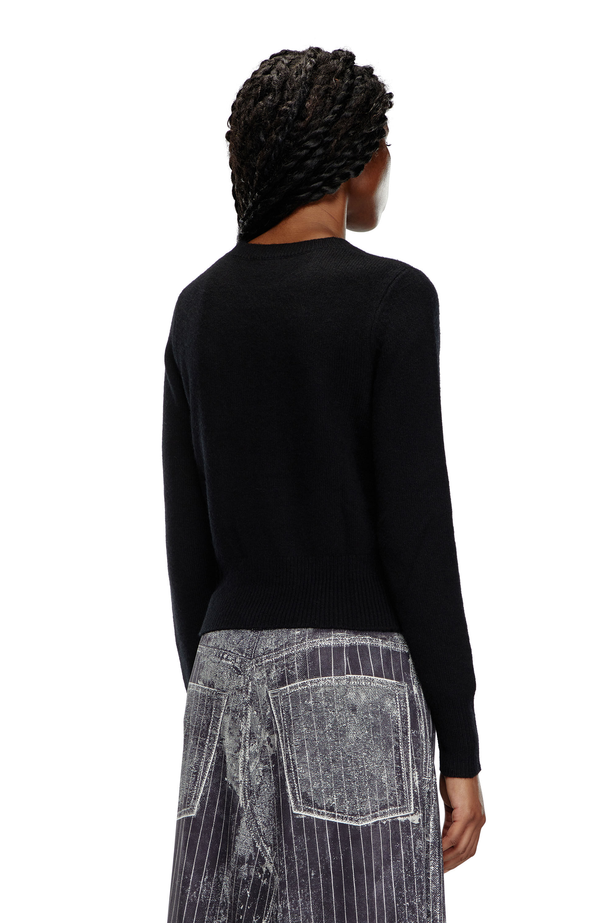 Diesel - M-AREESA, Female's Jumper with embroidered cut-out logo in Black - 4