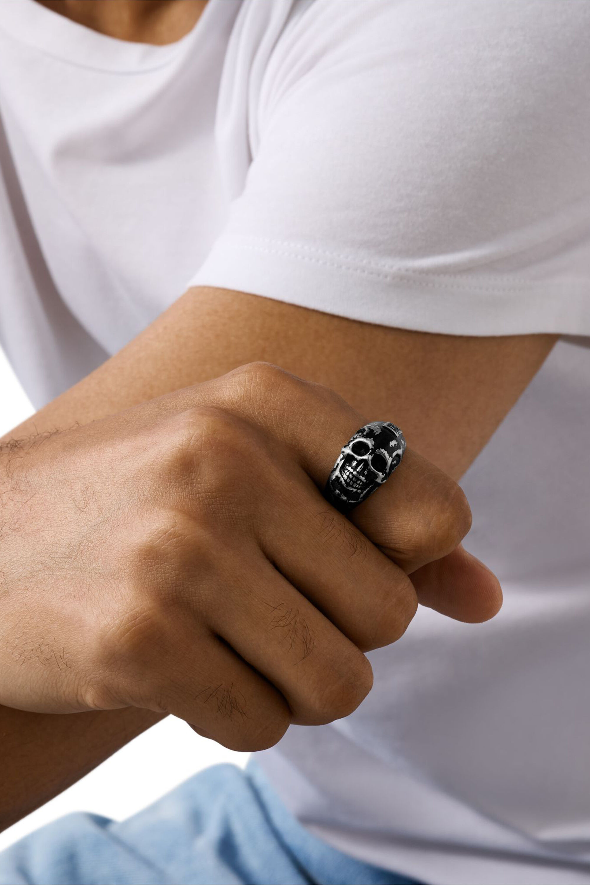 Women's Stainless Steel Skull Ring | Black | Diesel