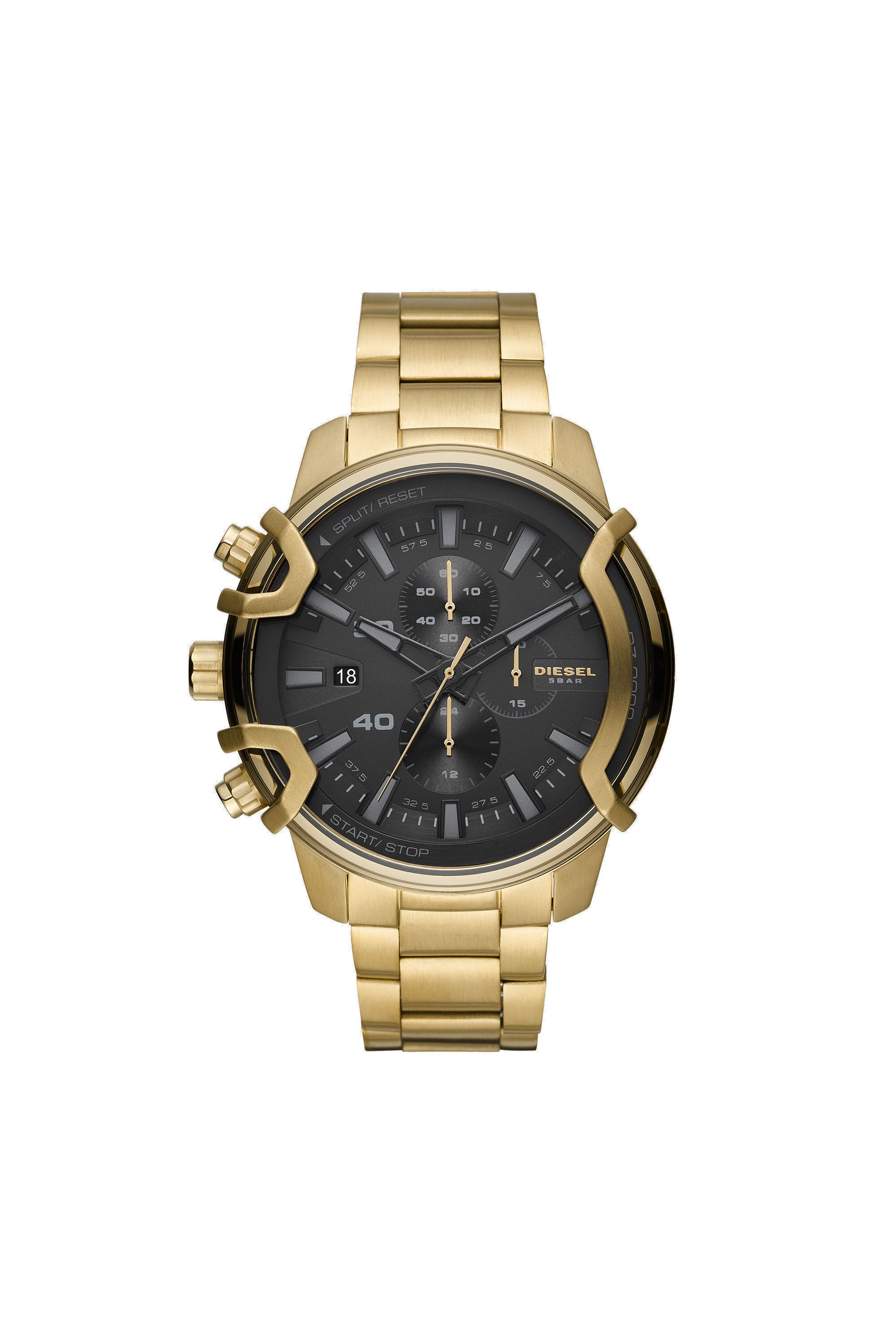 Diesel - DZ4522, Male's Griffed chronograph gold-tone stainless steel watch in Gold - 1