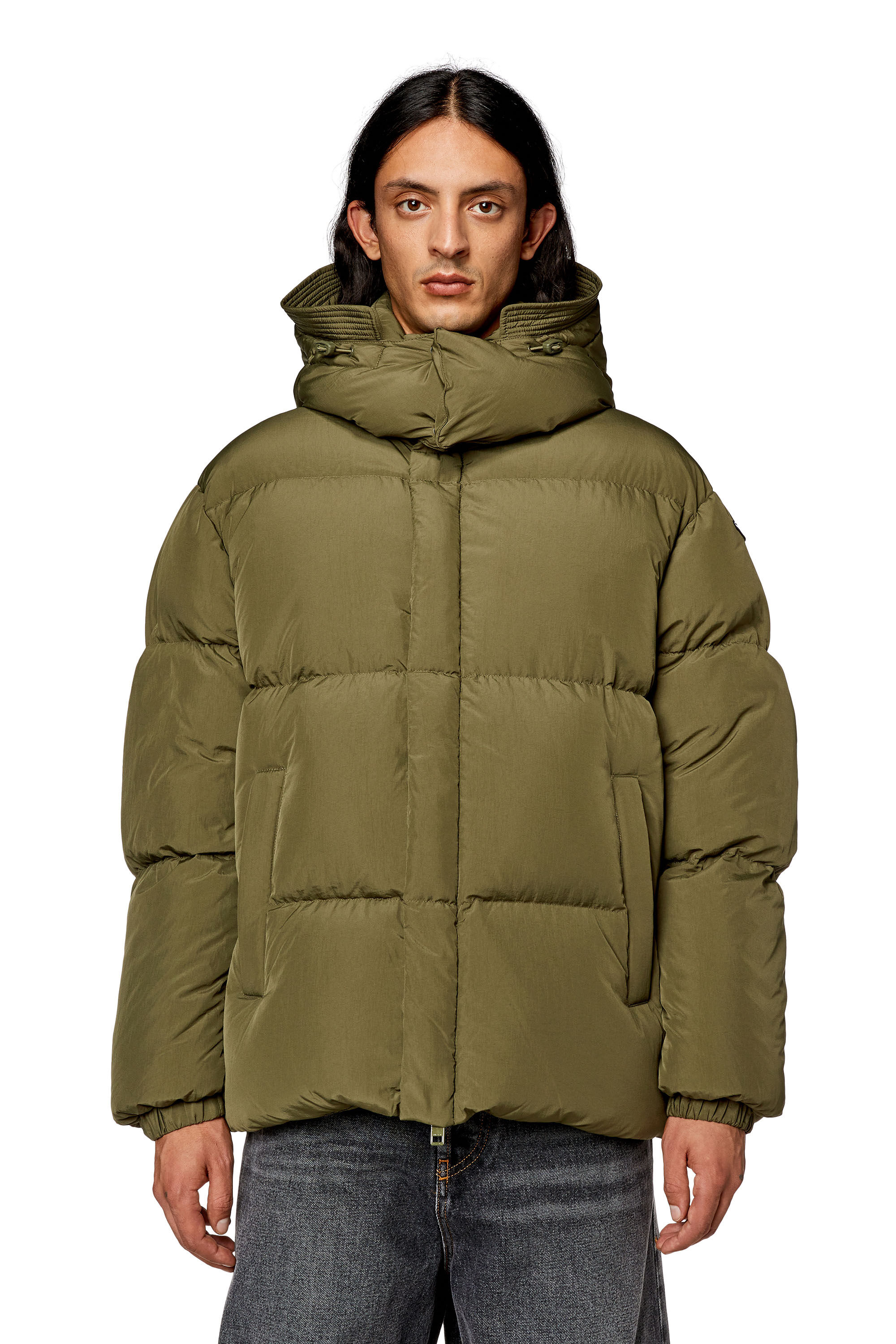 Diesel - W-ROLFYS, Male's Down jacket in recycled nylon taslan in Olive Green - 5