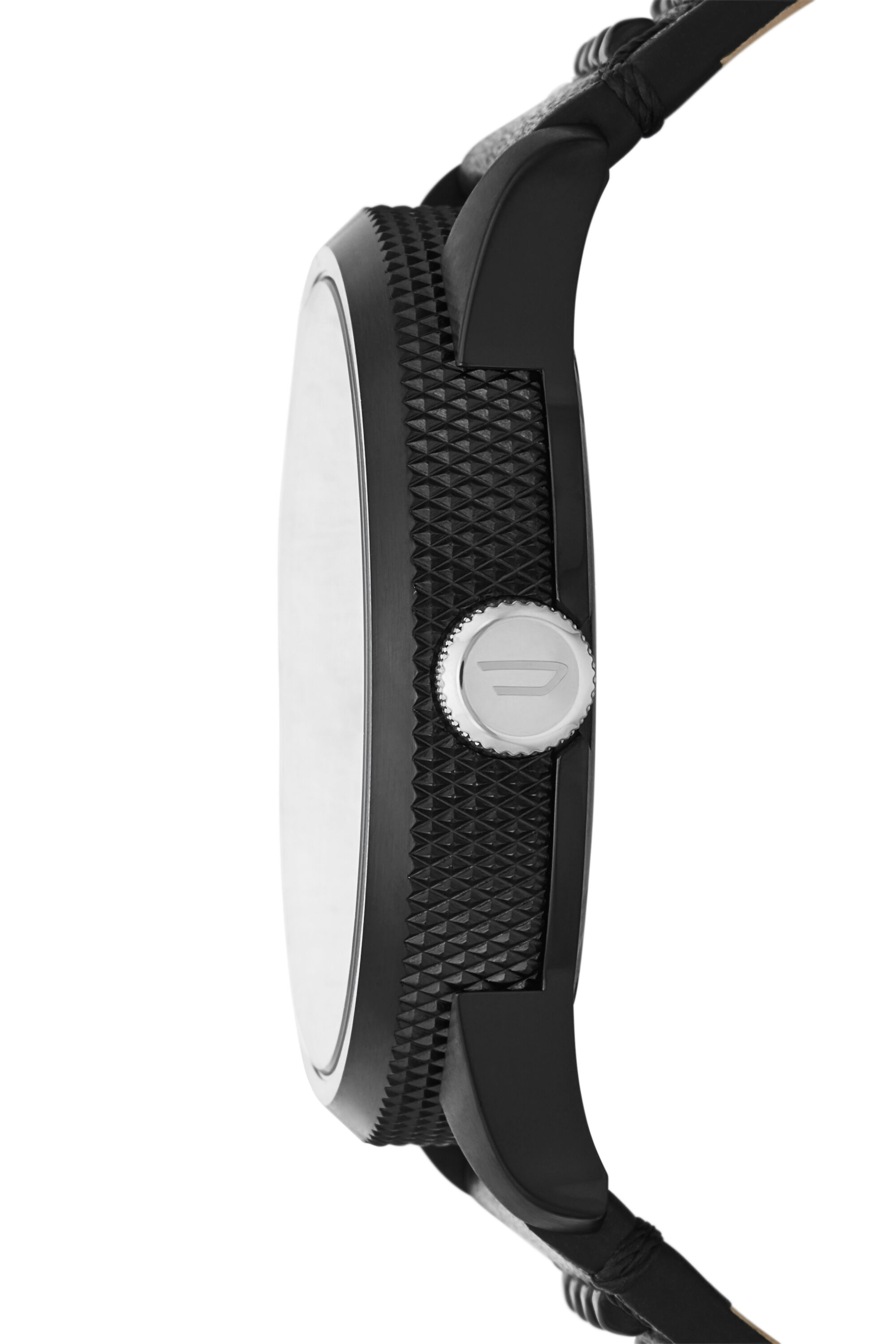 Diesel - DZ1963, Male's Rasp NSBB three-hand black leather watch in Black/Yellow - 3