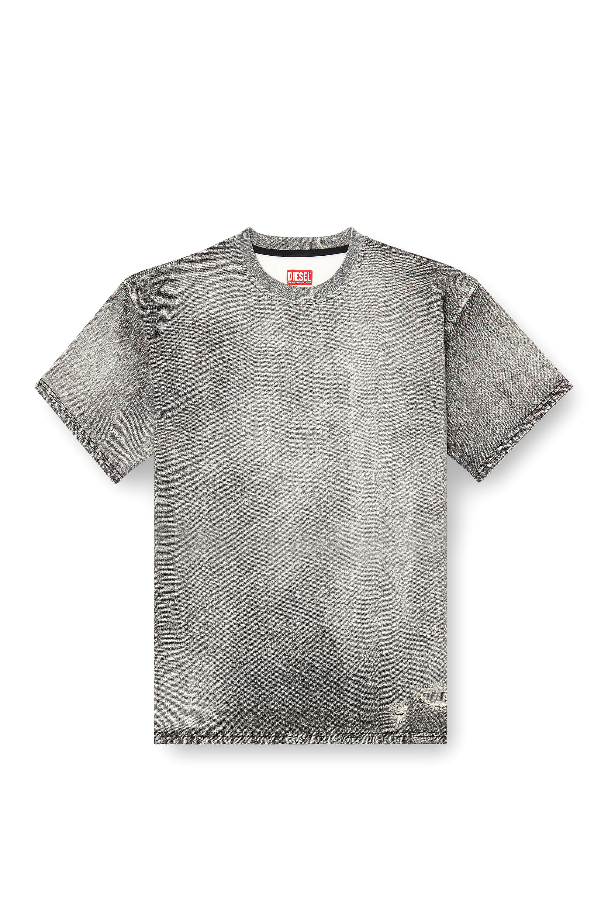 Men's Denim T-shirt with trompe l'oeil treated effect | Grey | Diesel