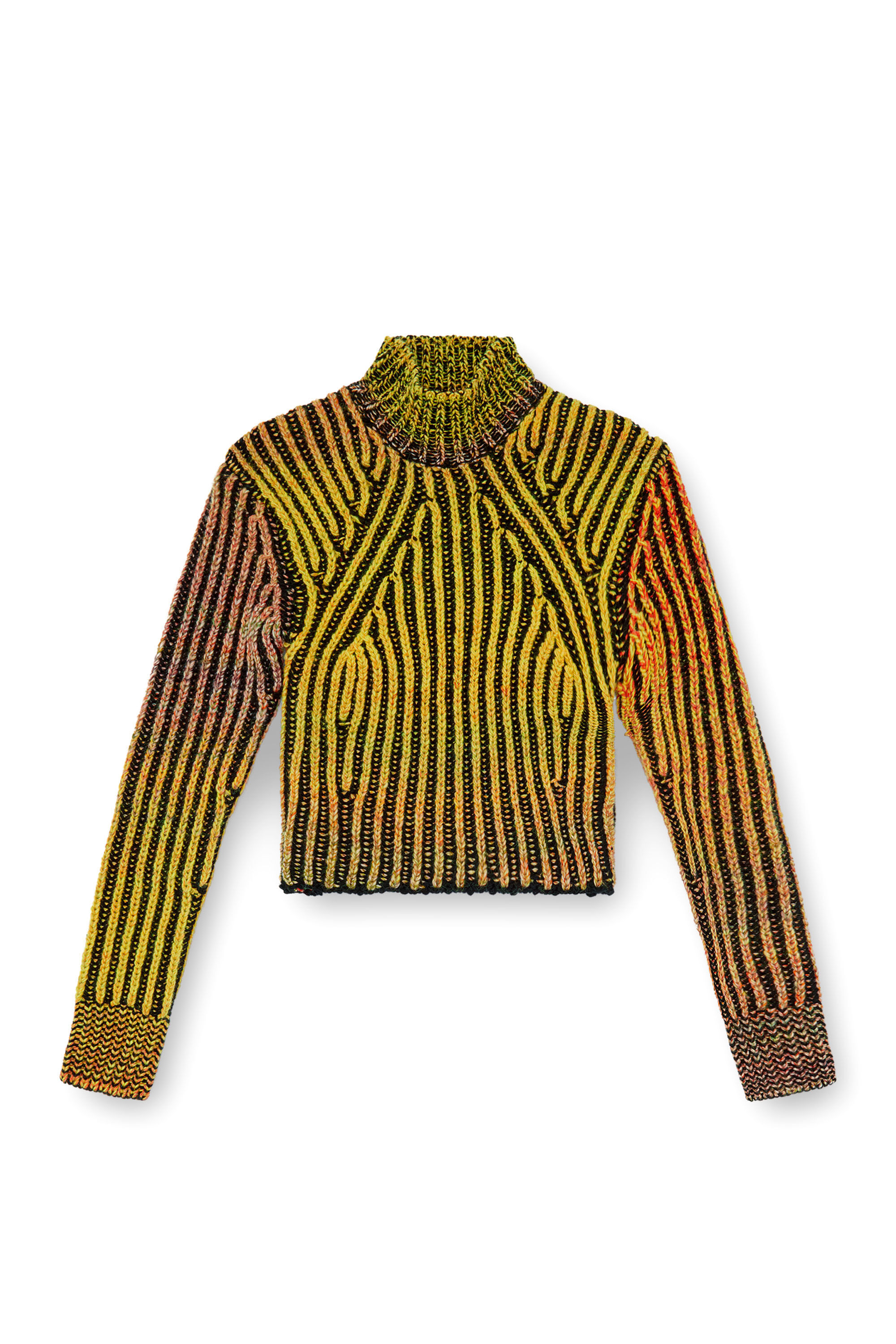 Diesel - M-ORKID, Woman's Cropped turtleneck in d&eacute;grad&eacute; knit in Orange - 2