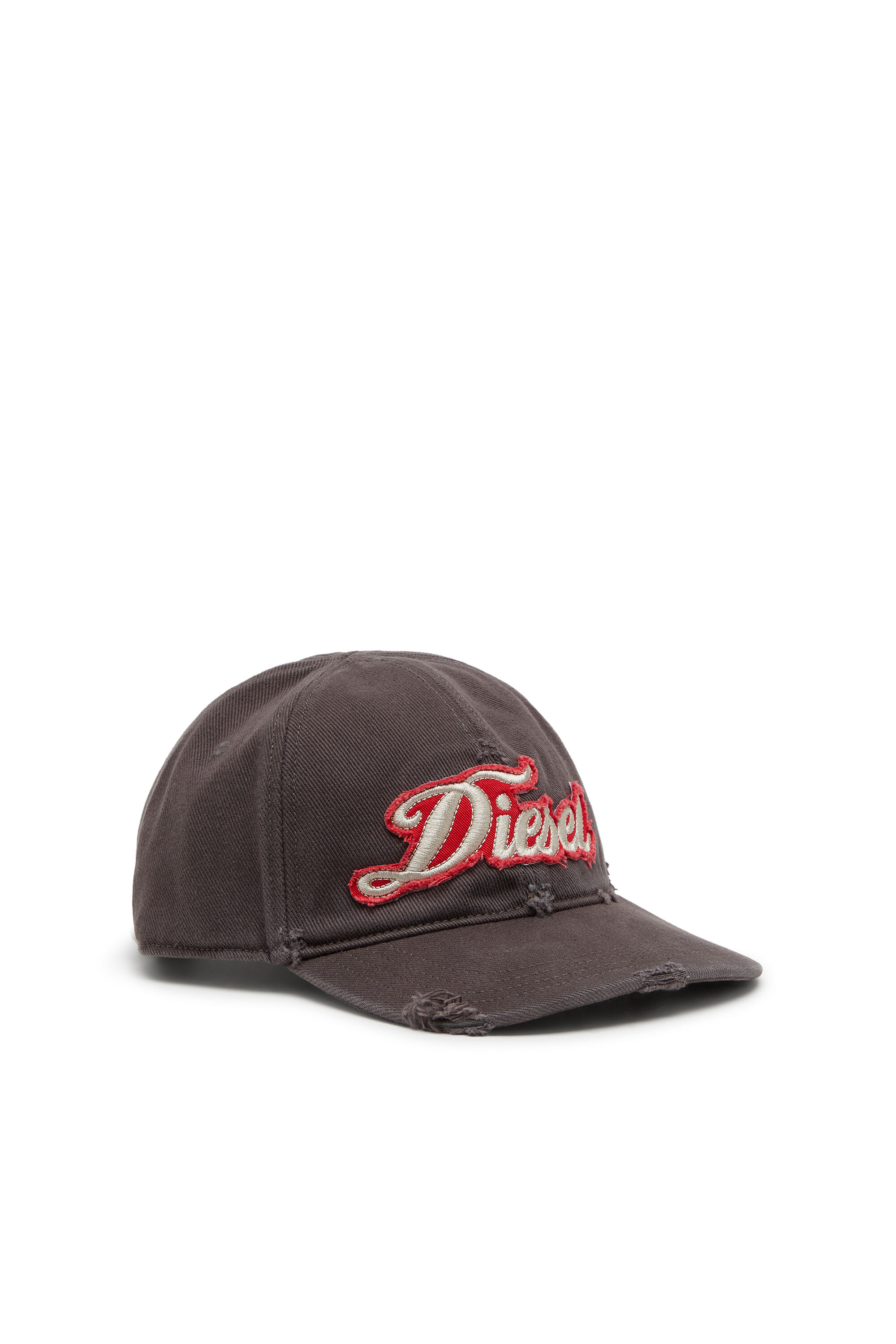 Diesel - C-URSIV, Gorra de b&eacute;isbol desgastada con parche bordado Hombre in Gris - 1