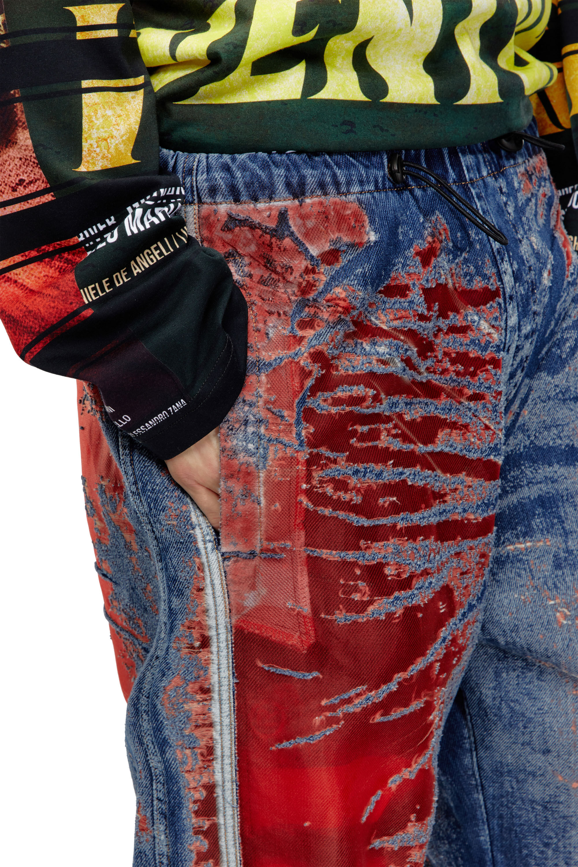 Diesel - Male's Relaxed Jeans D-Martial 068MI, Blue/Red - 5