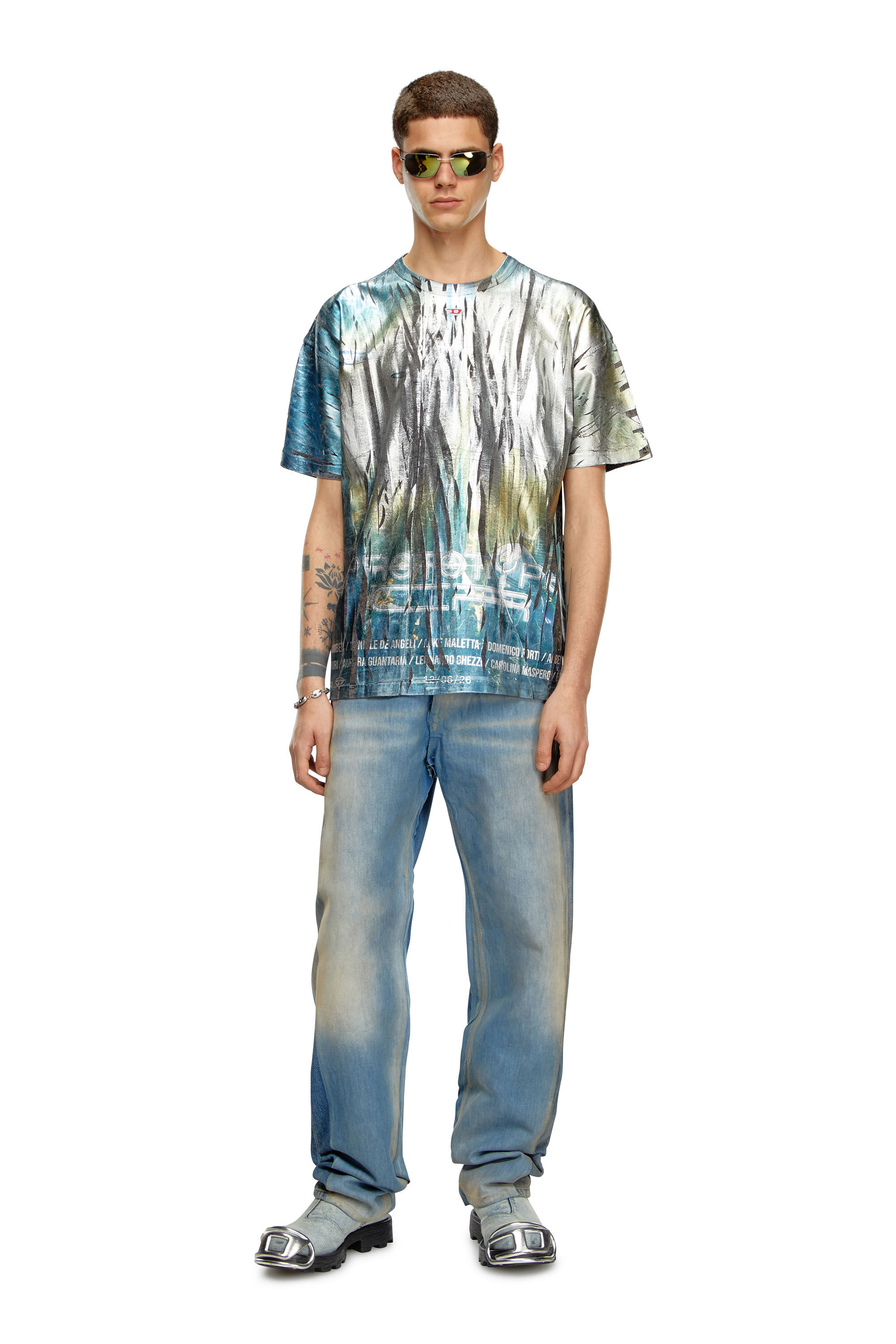 Diesel - T-BORD-Q1, T-shirt avec traitement froissé Homme in Polychrome - 1