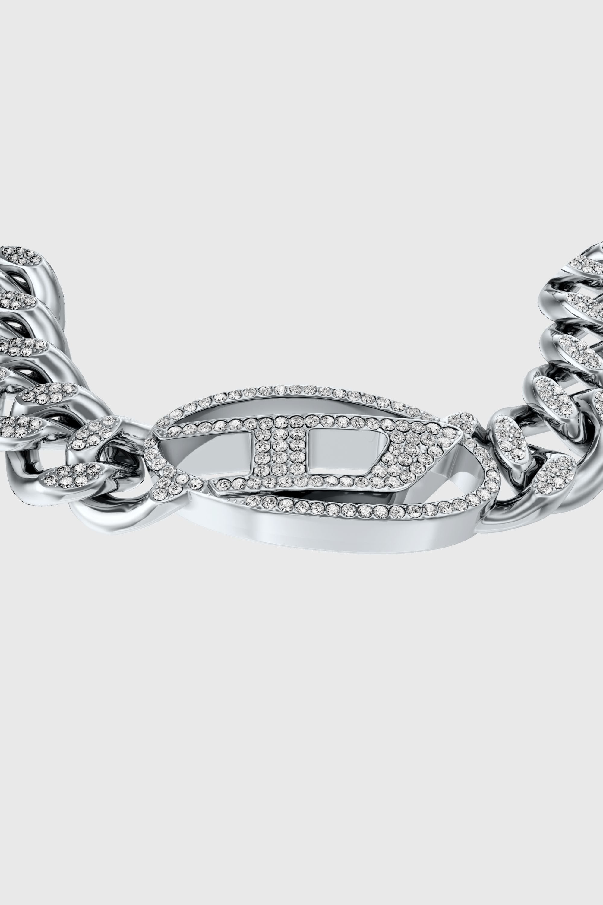 アクセサリー14700 Women's Stainless steel Oval D glitz chain bracelet | Silver